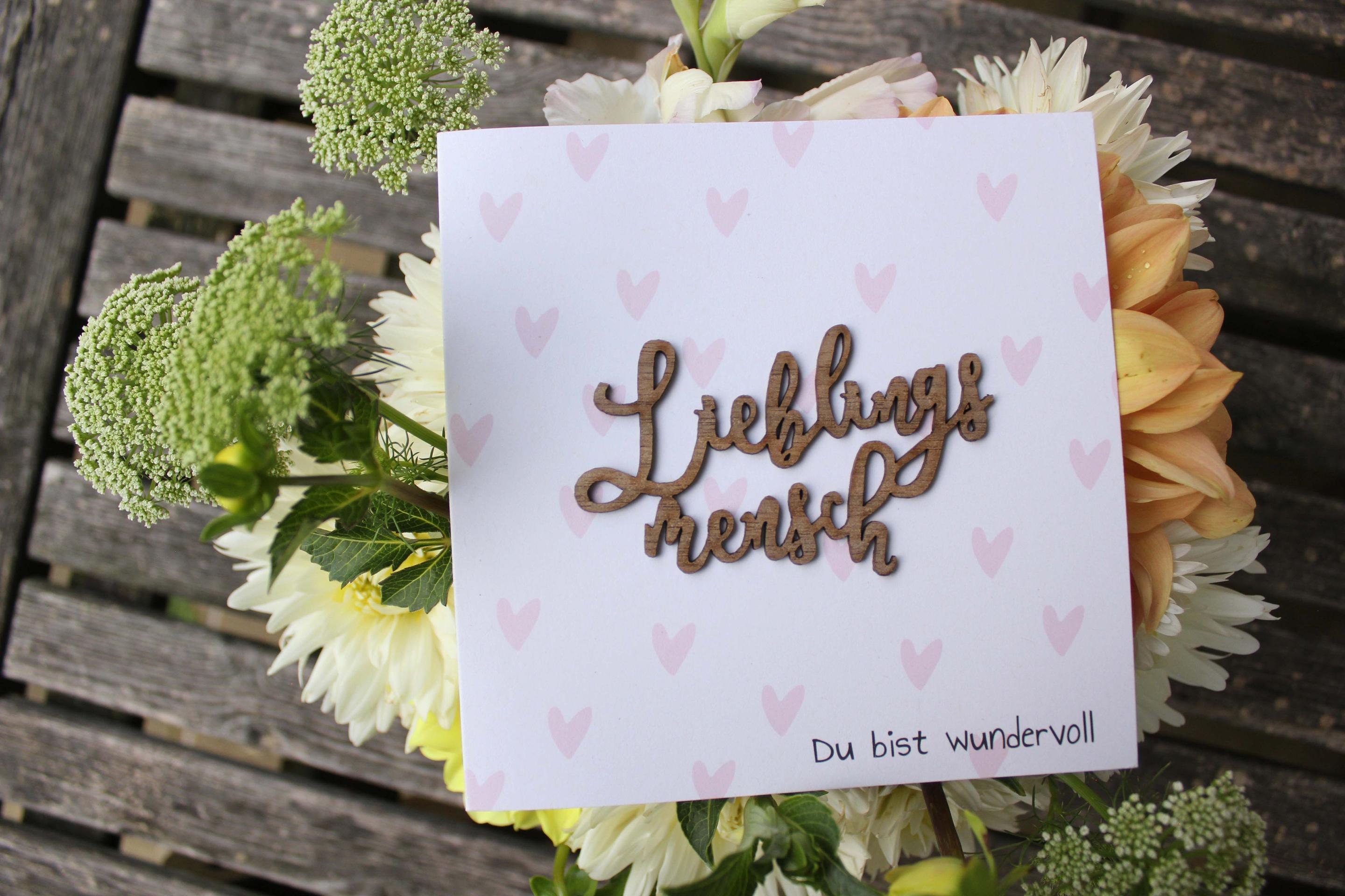 Grußkarte Druck mit Holzschriftzug Lieblingsmensch