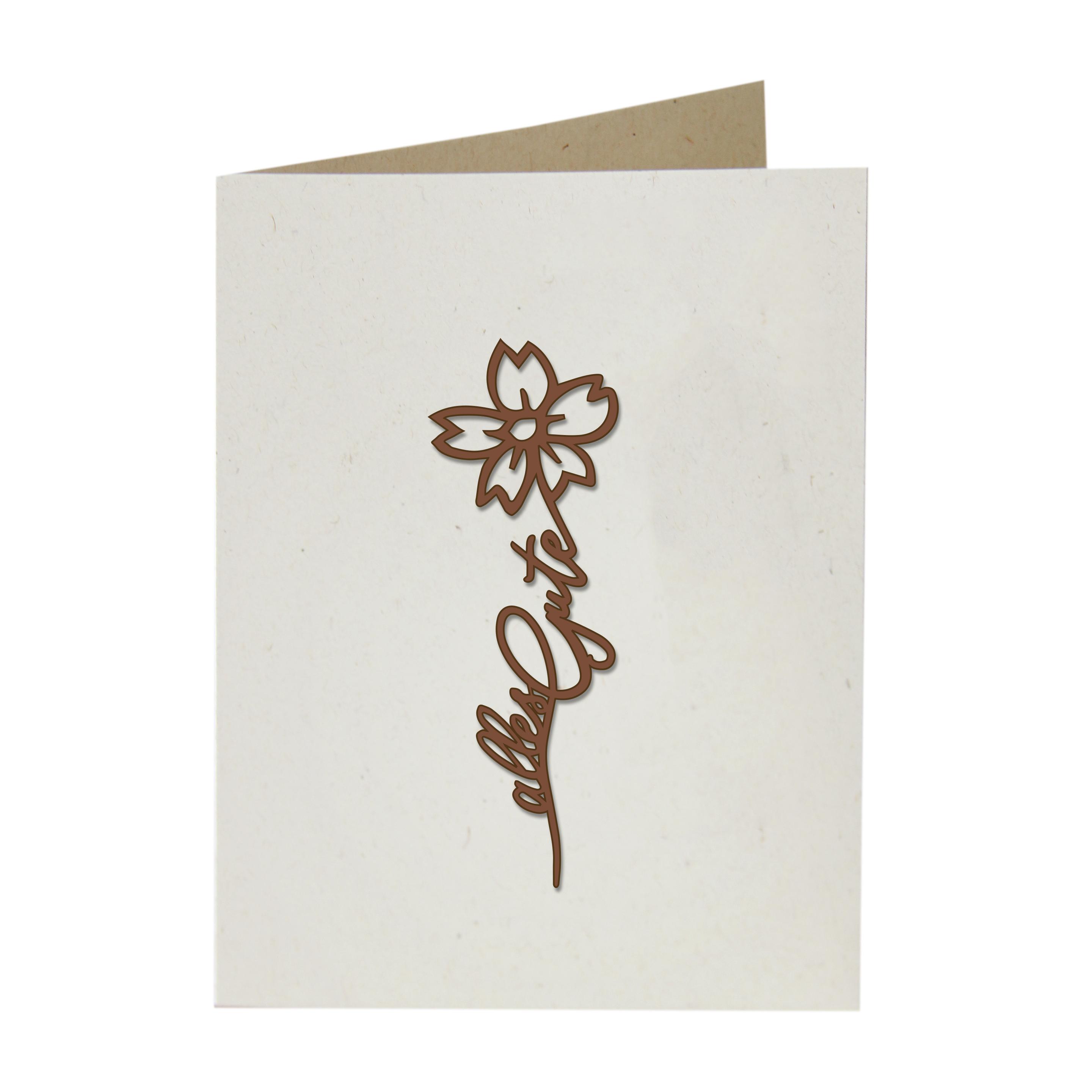 Grußkarte mit Holzschriftzug Geburtstag 05 Blume Stiel