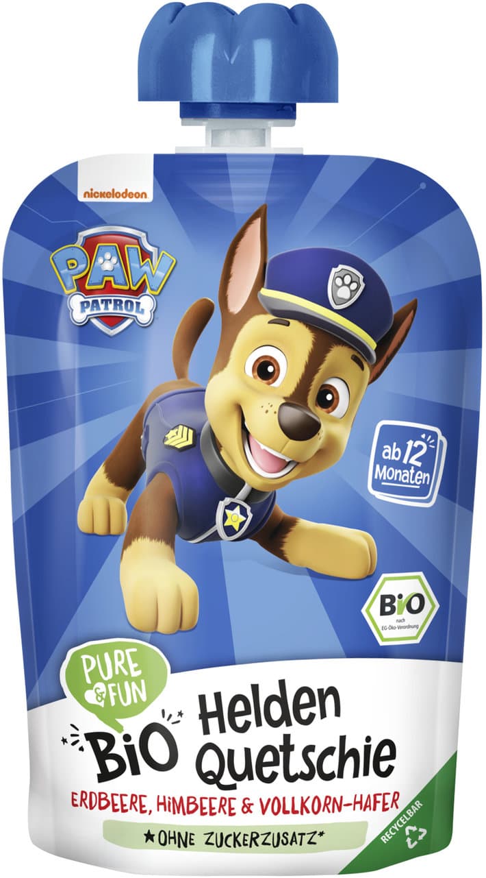 PURE&FUN Bio Quetschie Blau Helden Paw Patrol