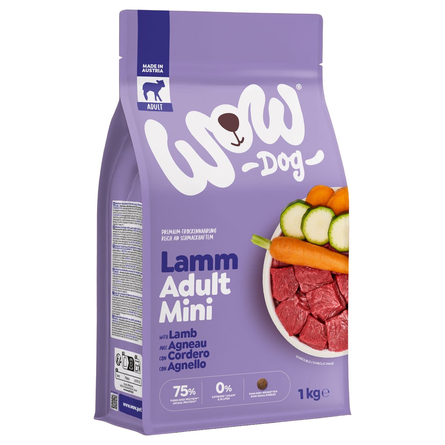 WOW Hundetrockenfutter Minis Adult mit Lamm