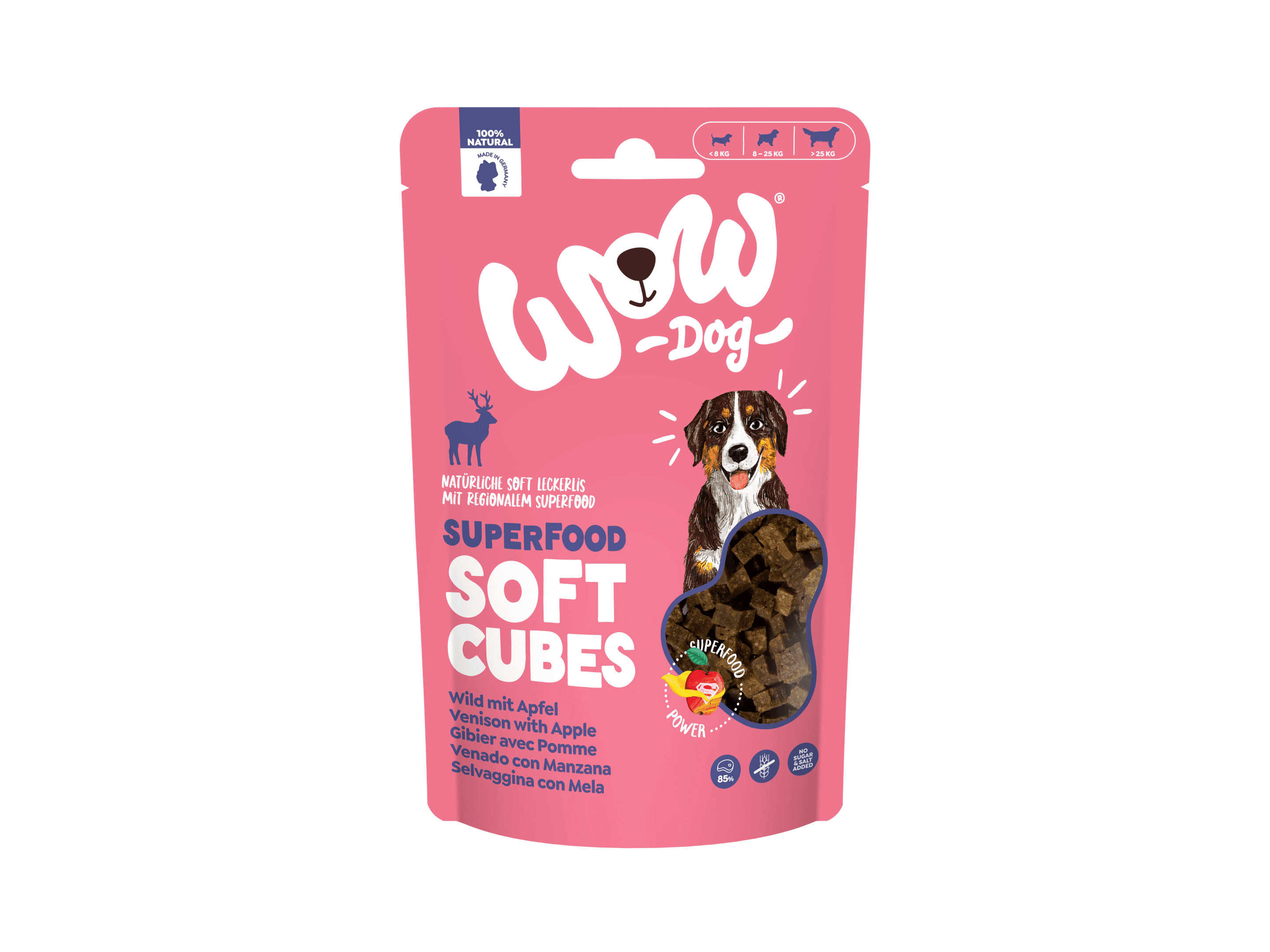 WOW Hundesnacks Superfood Soft Cubes Wild mit Apfel