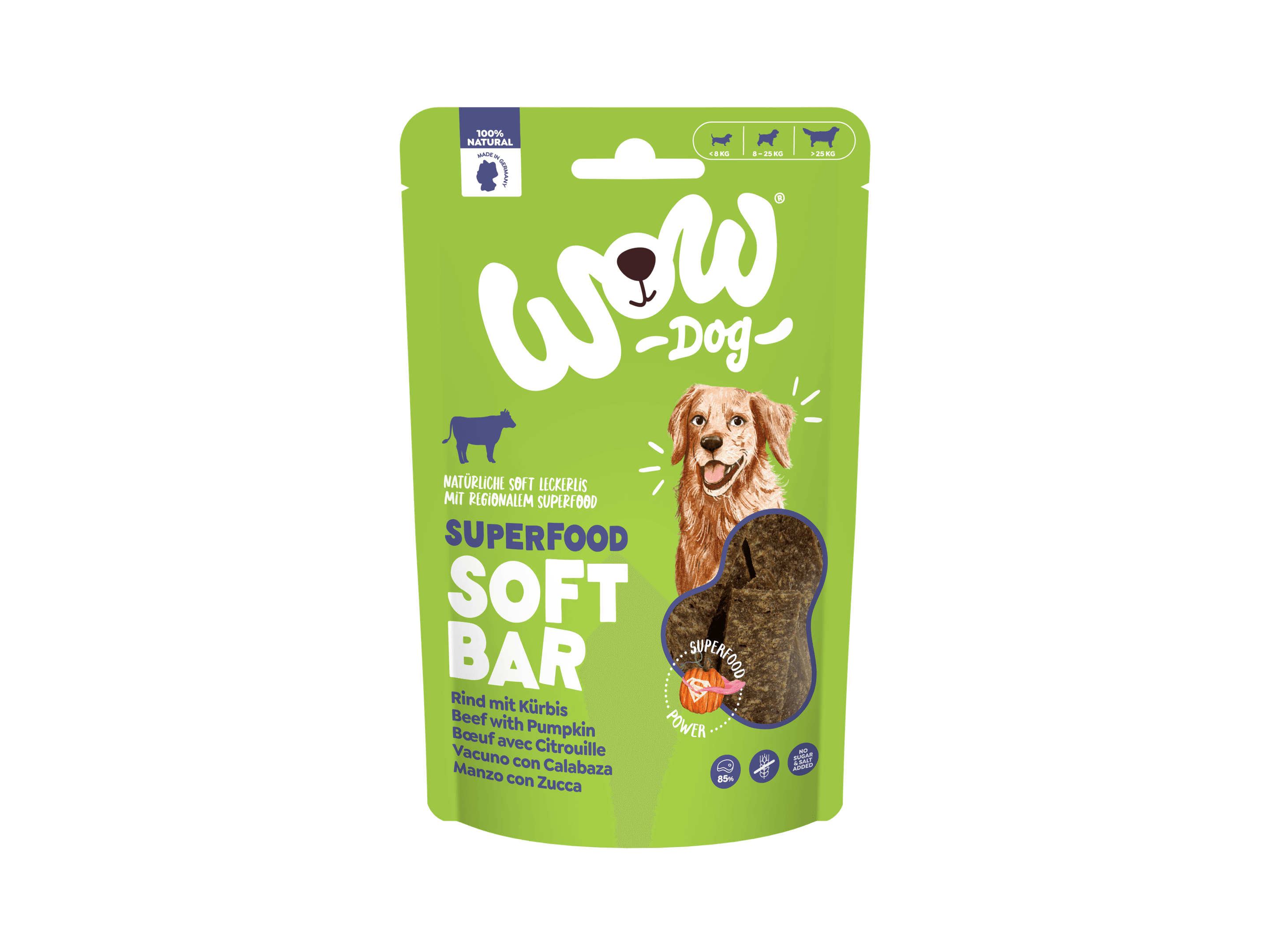 WOW Hundesnack Superfood Soft Bar Rind mit Kürbis