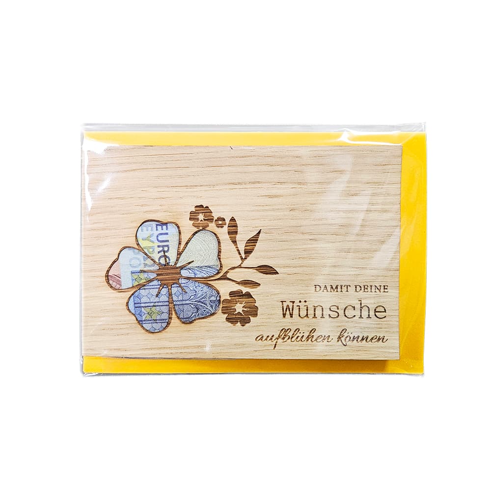 Geldgeschenkkarte Blume Wünsche