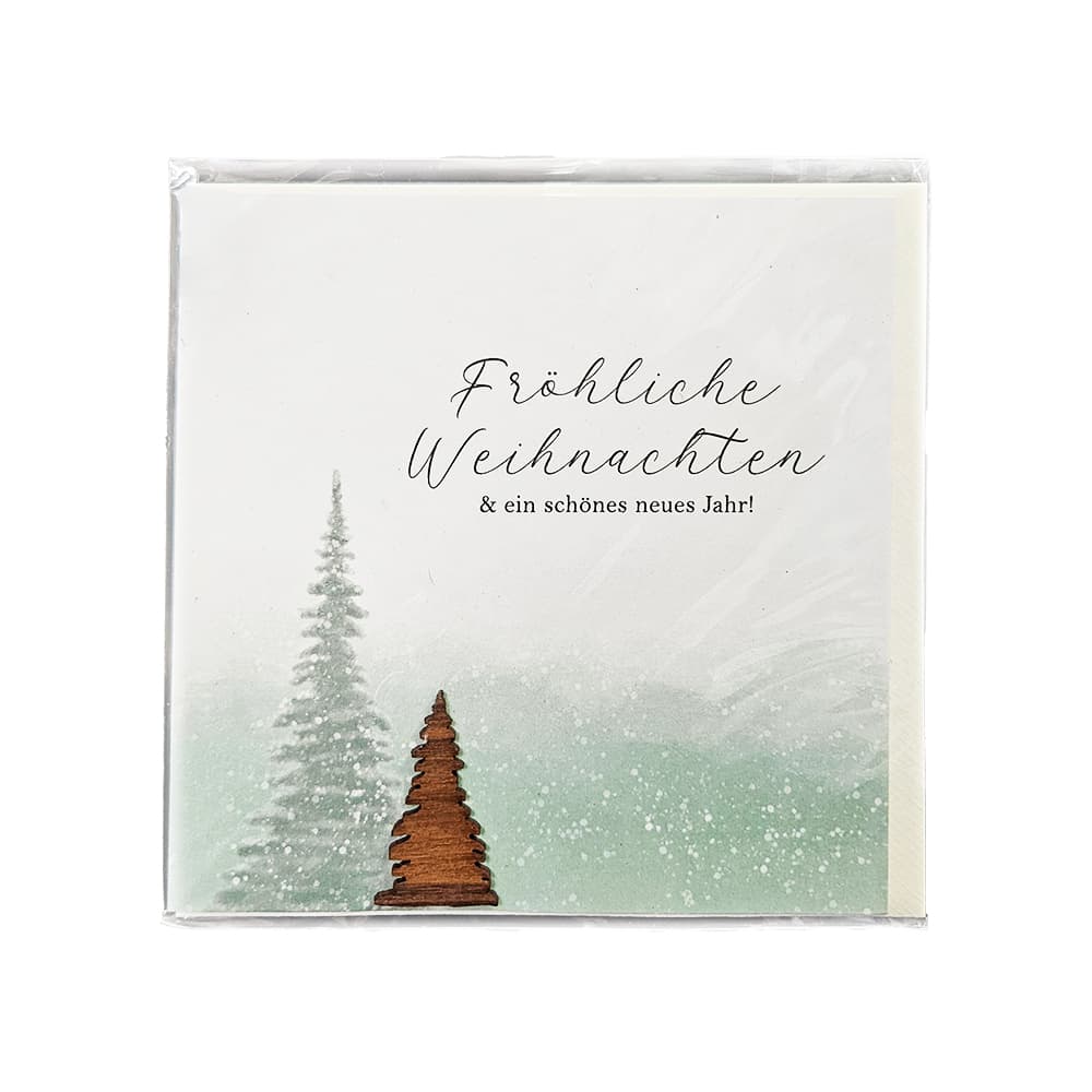 Grußkarte Druck Holzmotiv Baum Schneesturm