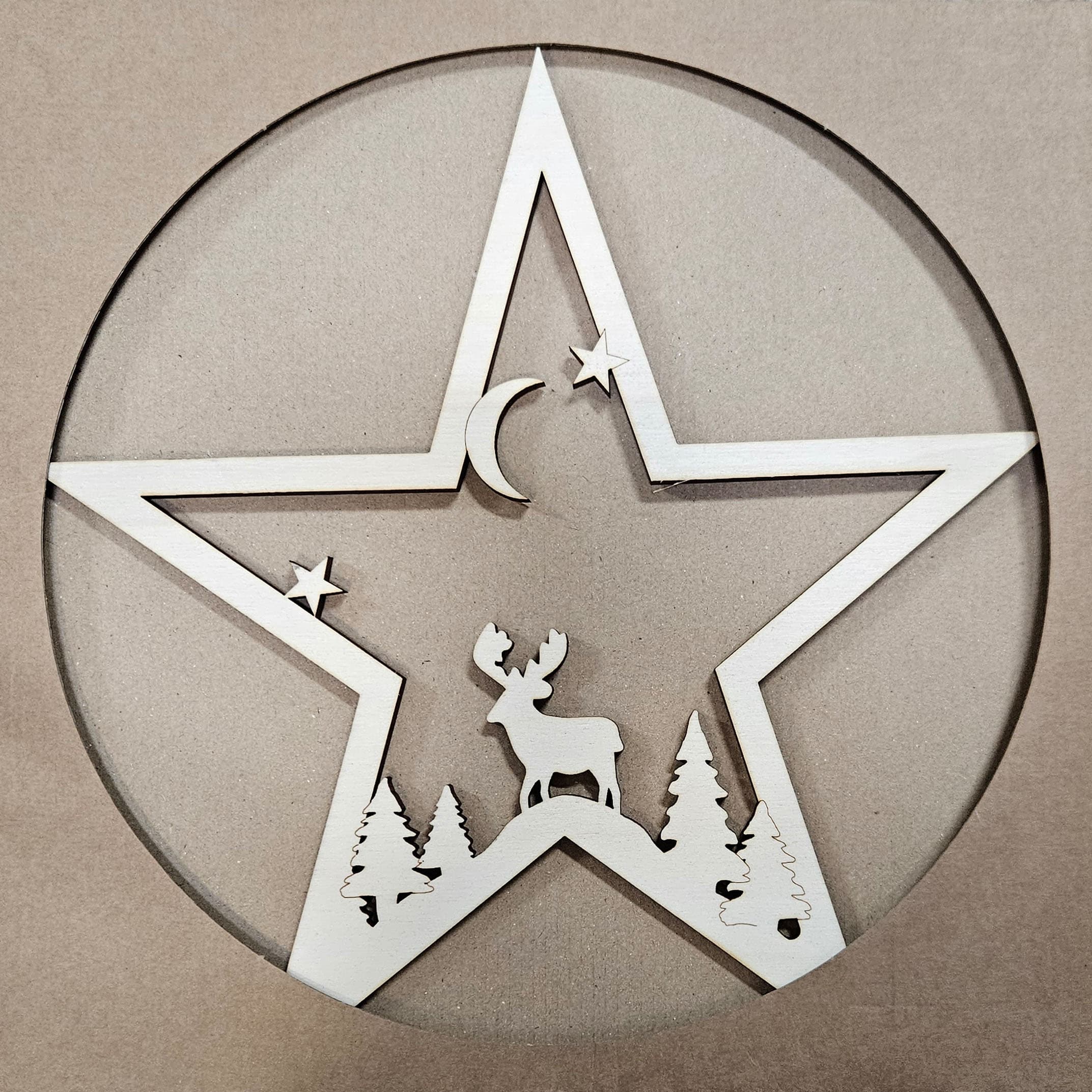 Holzring Stern Pappel Hirsch