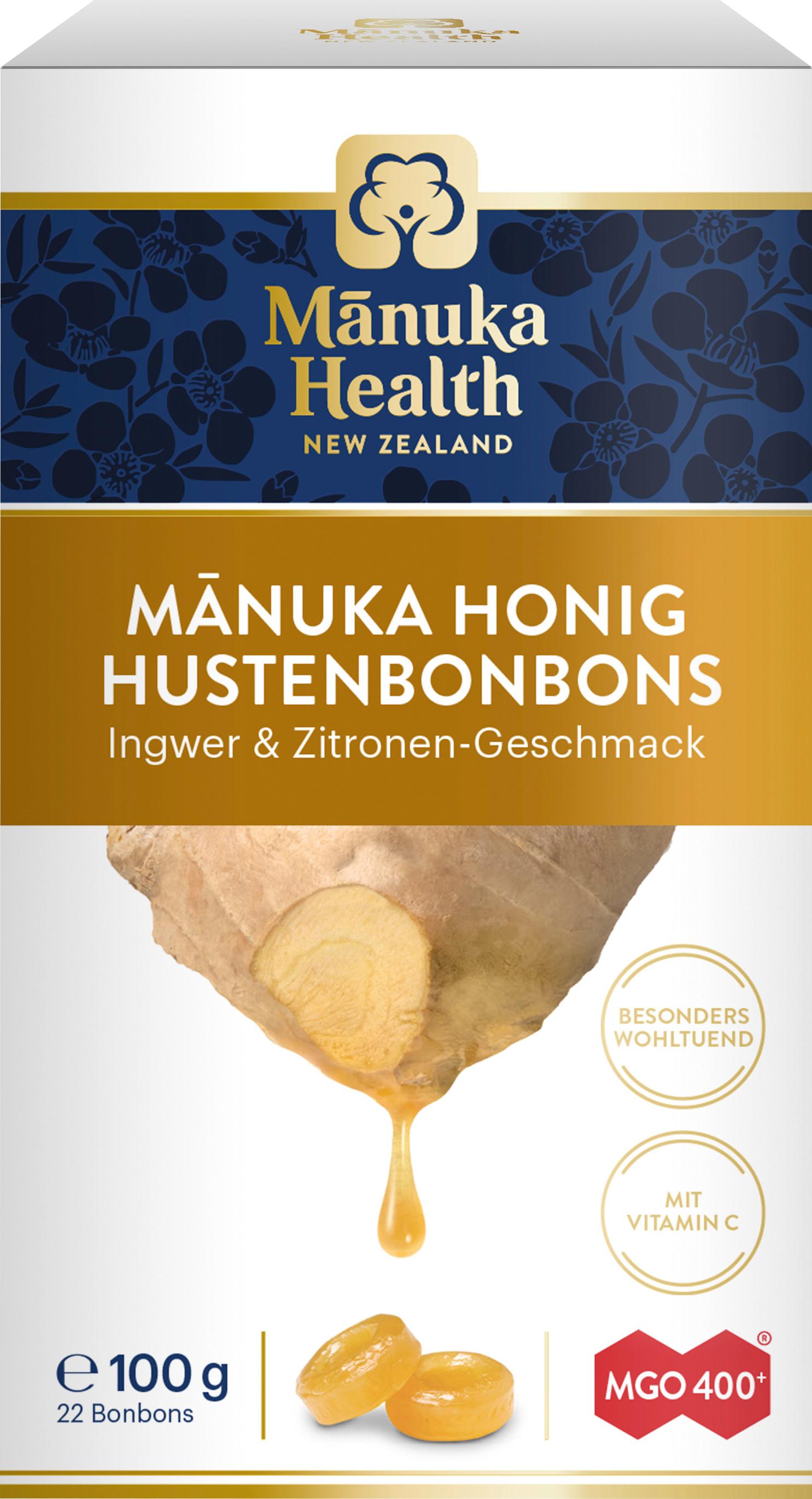 Manuka Health Manuka Honig Hustenbonbons Ingwer Zitrone MGO400+