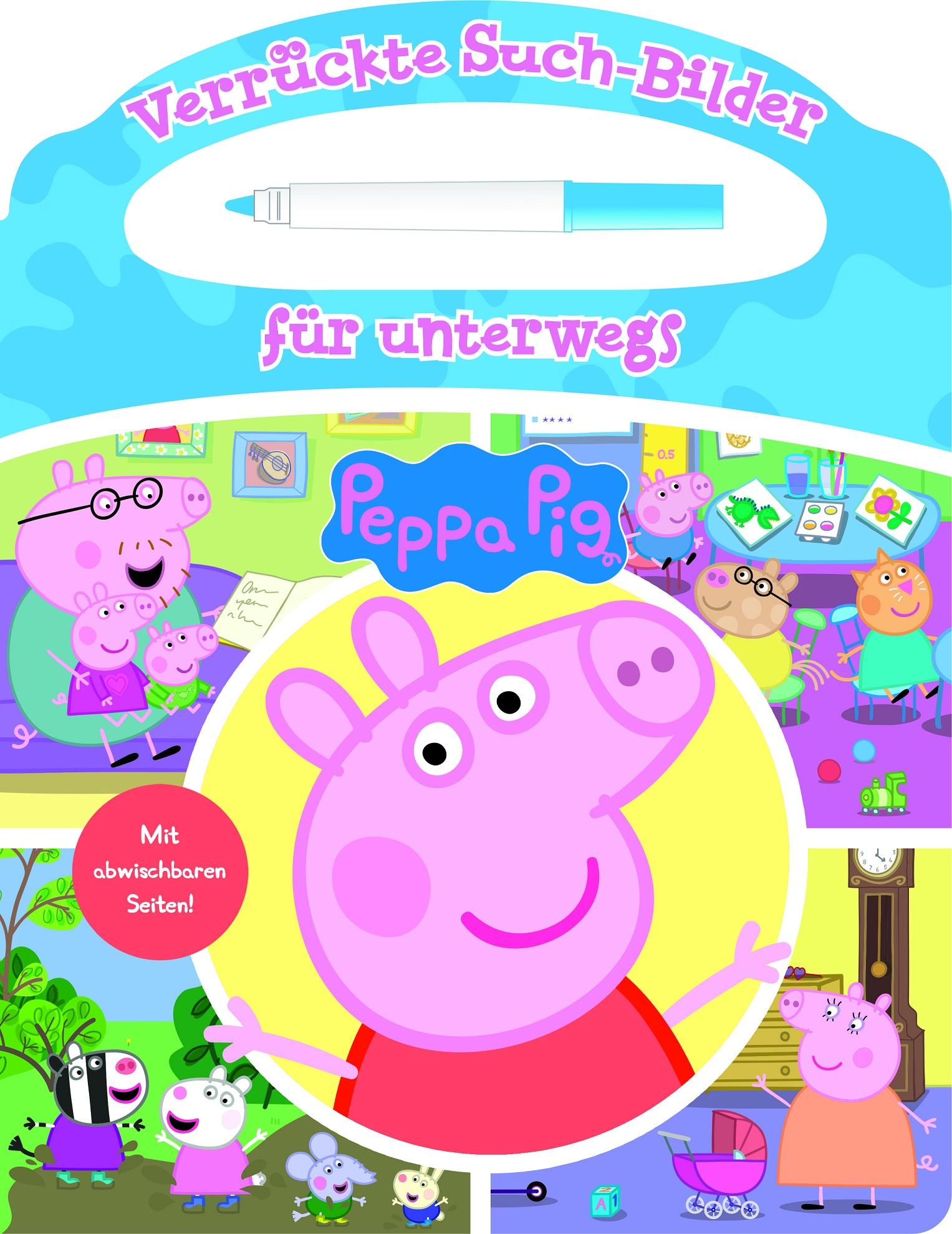 Peppa Pig - Verrückte Such-Bilder für unterwegs - Wimmelbuch - Pappbilderbuch mit Stift und abwischbaren Seiten ab 3 Jahren