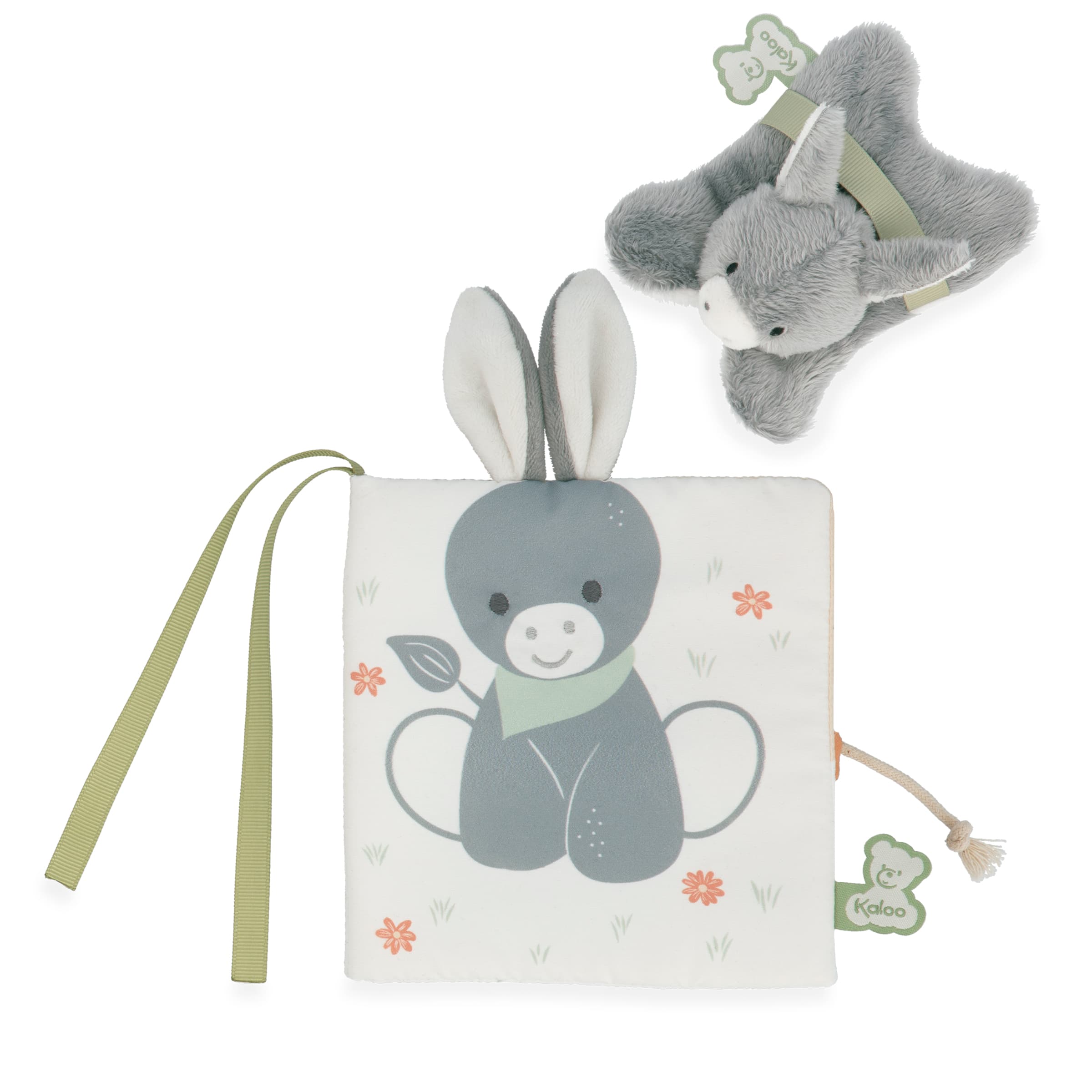 KALOO Stoffbilderbuch Régliss auf dem Bauernhof mit Mini-Esel, 14 cm