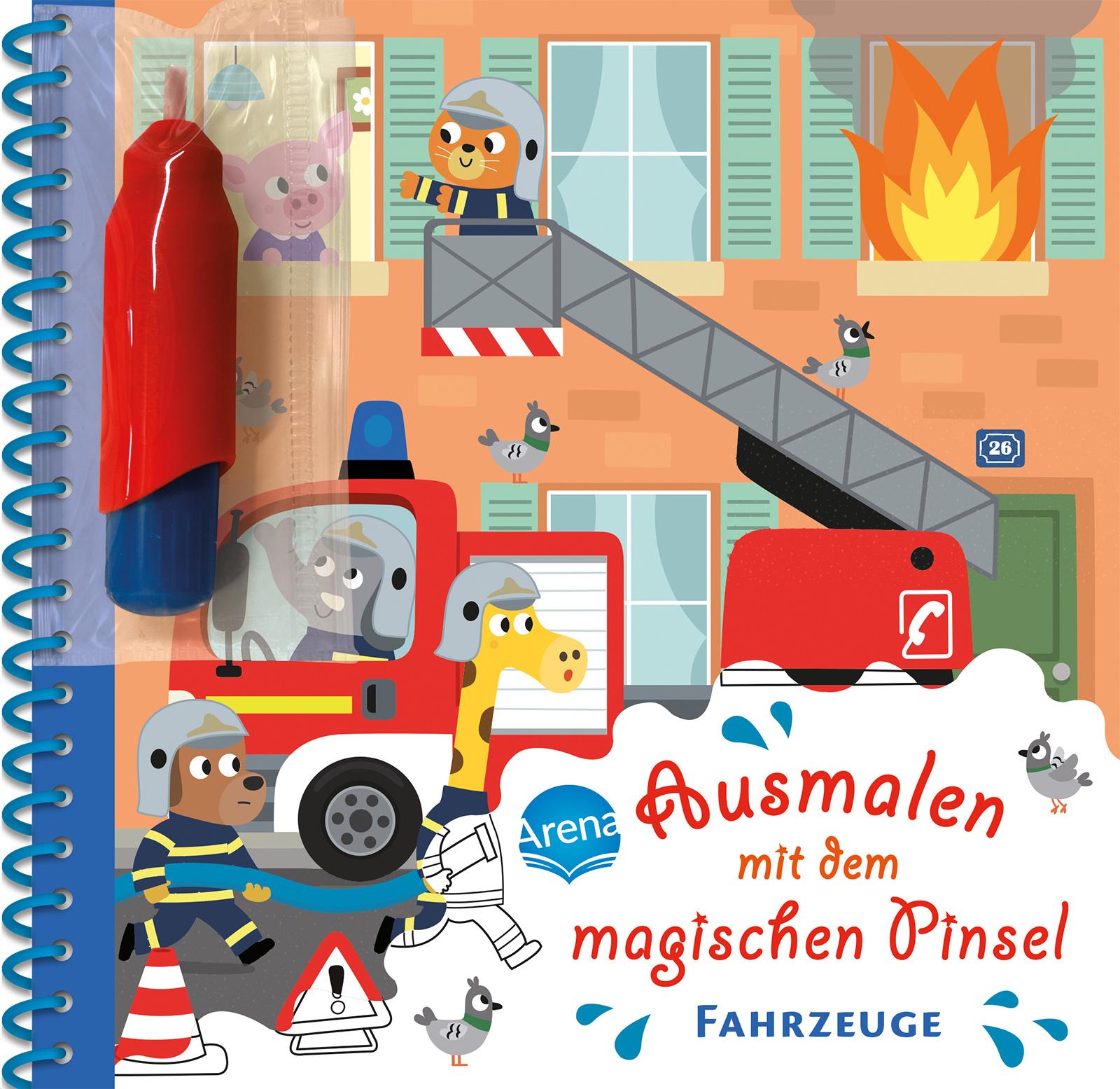 Ausmalen mit dem magischen Pinsel. Fahrzeuge Malbuch mit Wassertankstift für Kinder ab 3 Jahren