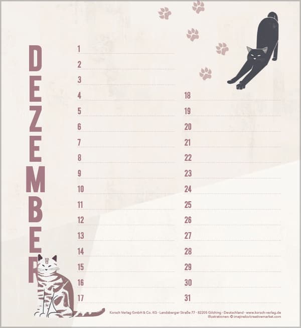 Produktbild Geburtstagskalender Cats 6 von 6