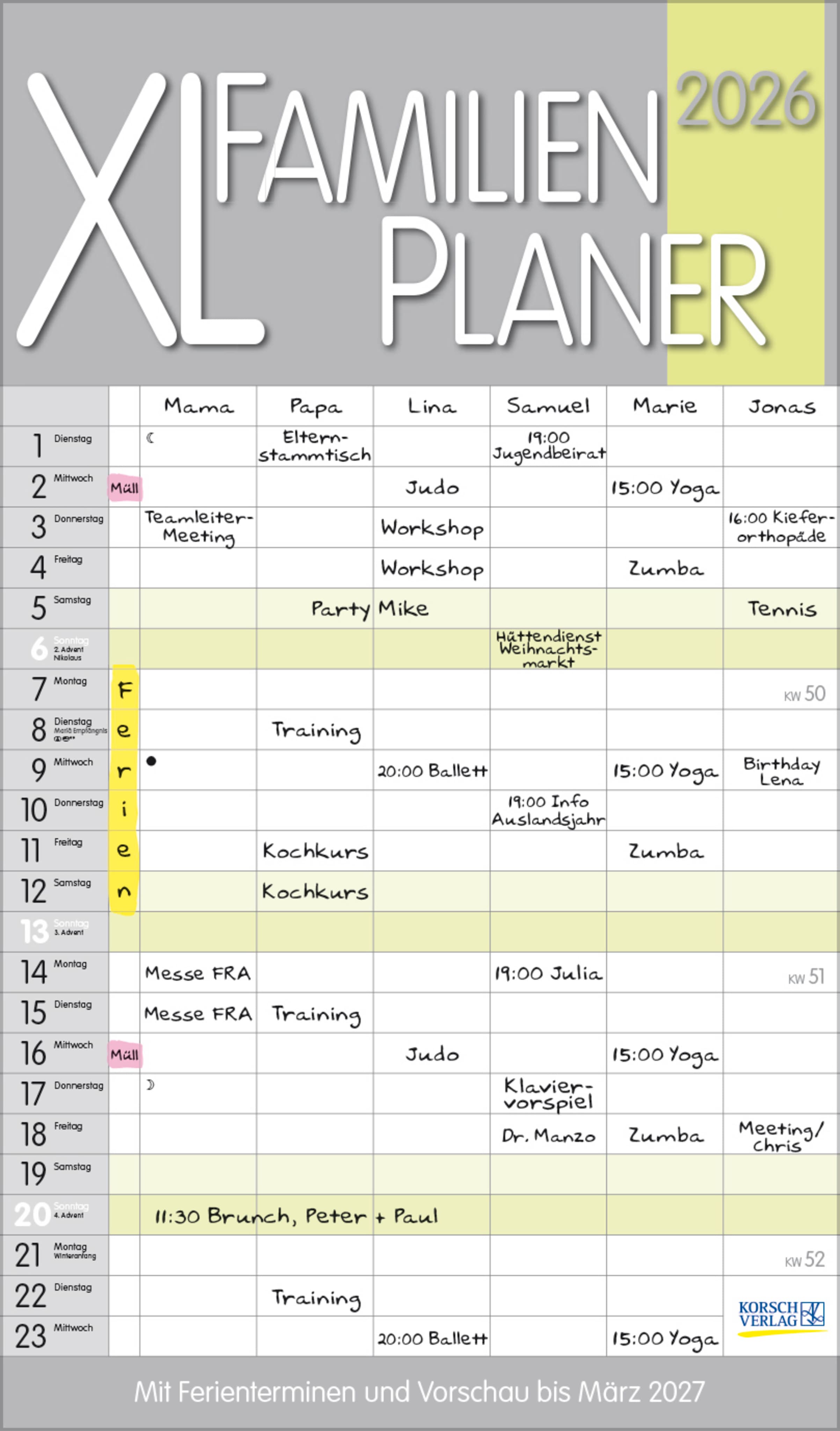 XL Familienplaner Pastell 2026