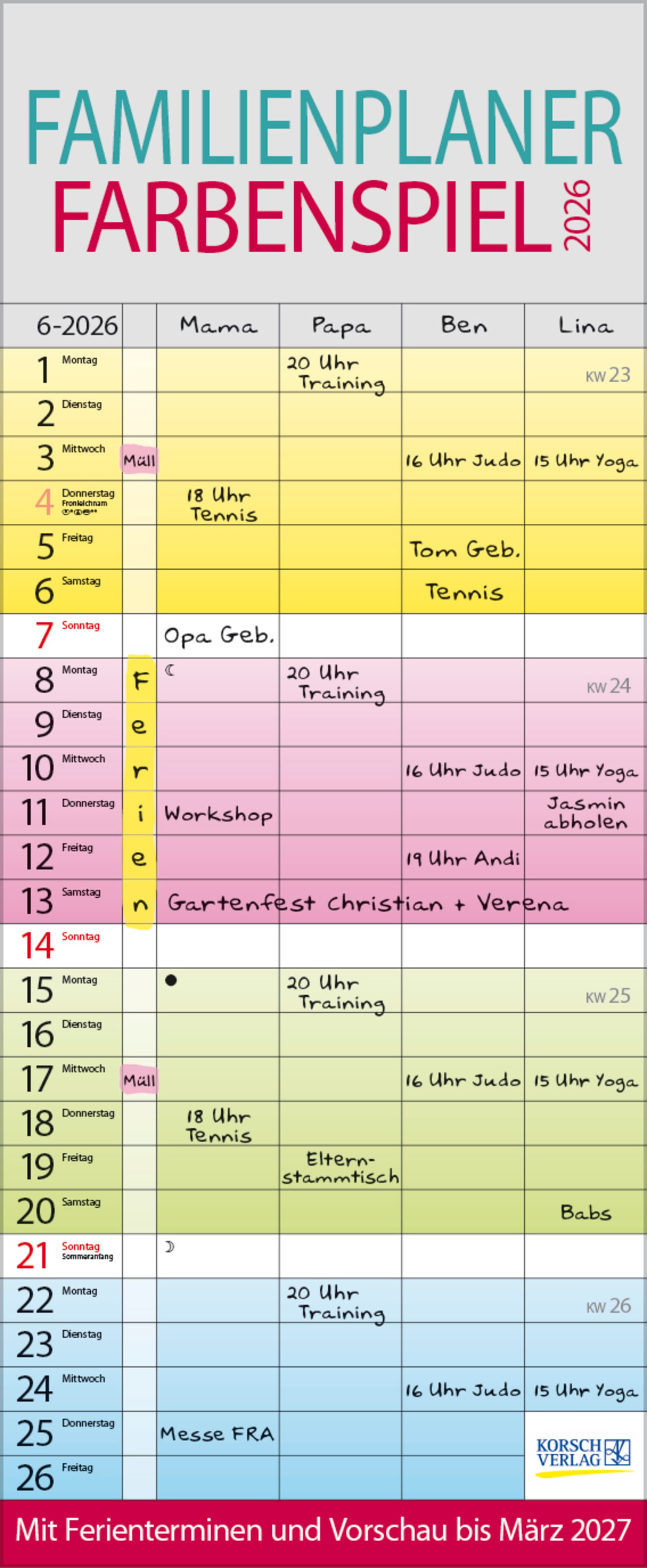 Familienplaner Farbenspiel 2026