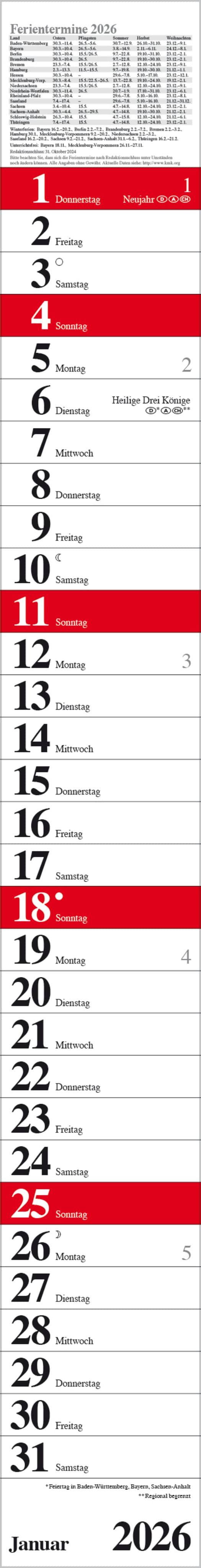 Streifenplaner Praktika Rot 2026
