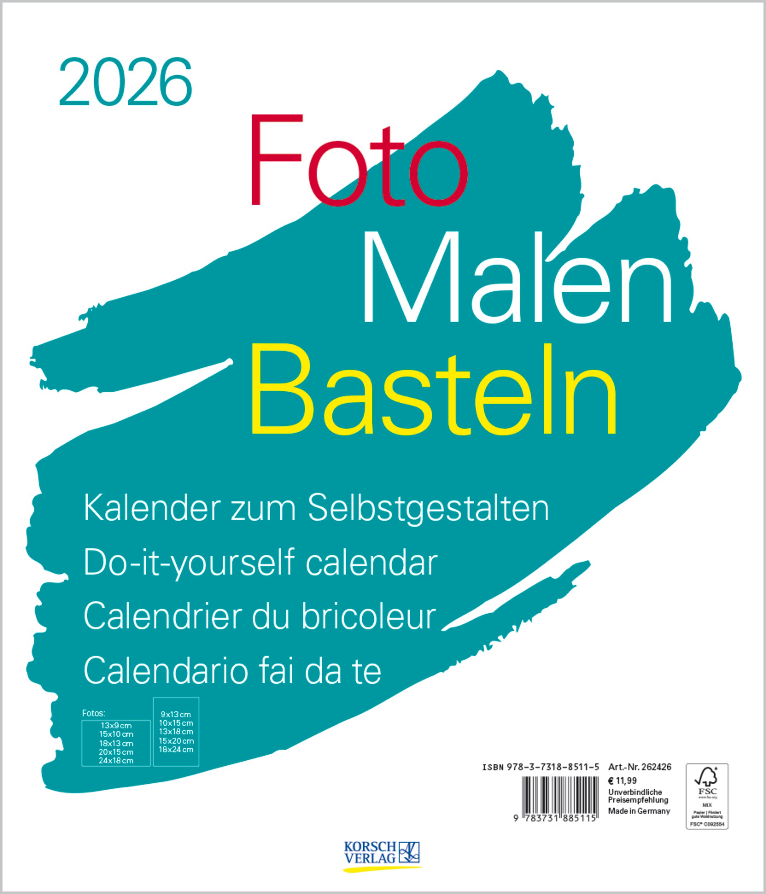 Foto-Malen-Basteln Bastelkalender weiß groß 2026