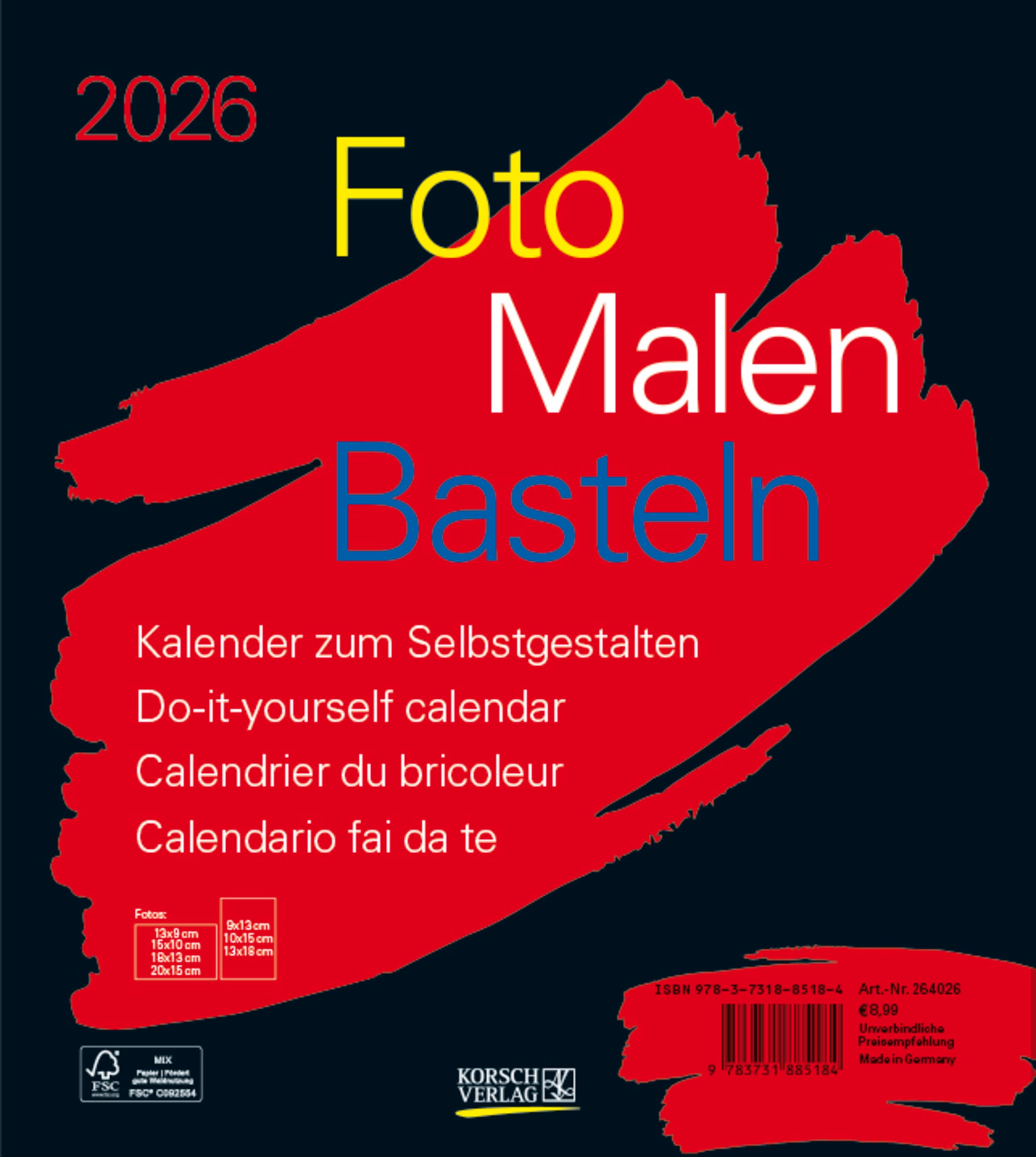 Foto-Malen-Basteln Bastelkalender schwarz 2026