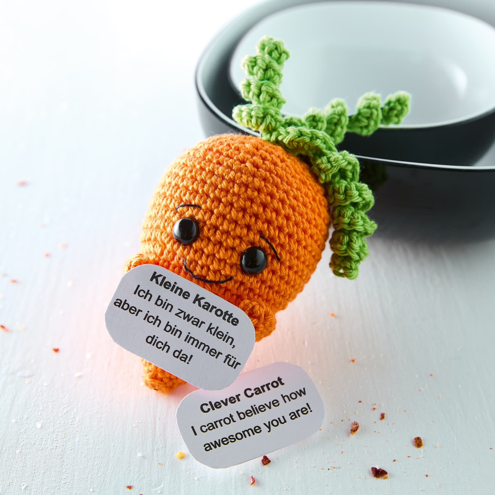 Produktbild Emotional Support Veggies. Kleine Häkelfiguren mit positiven Botschaften 2 von 6