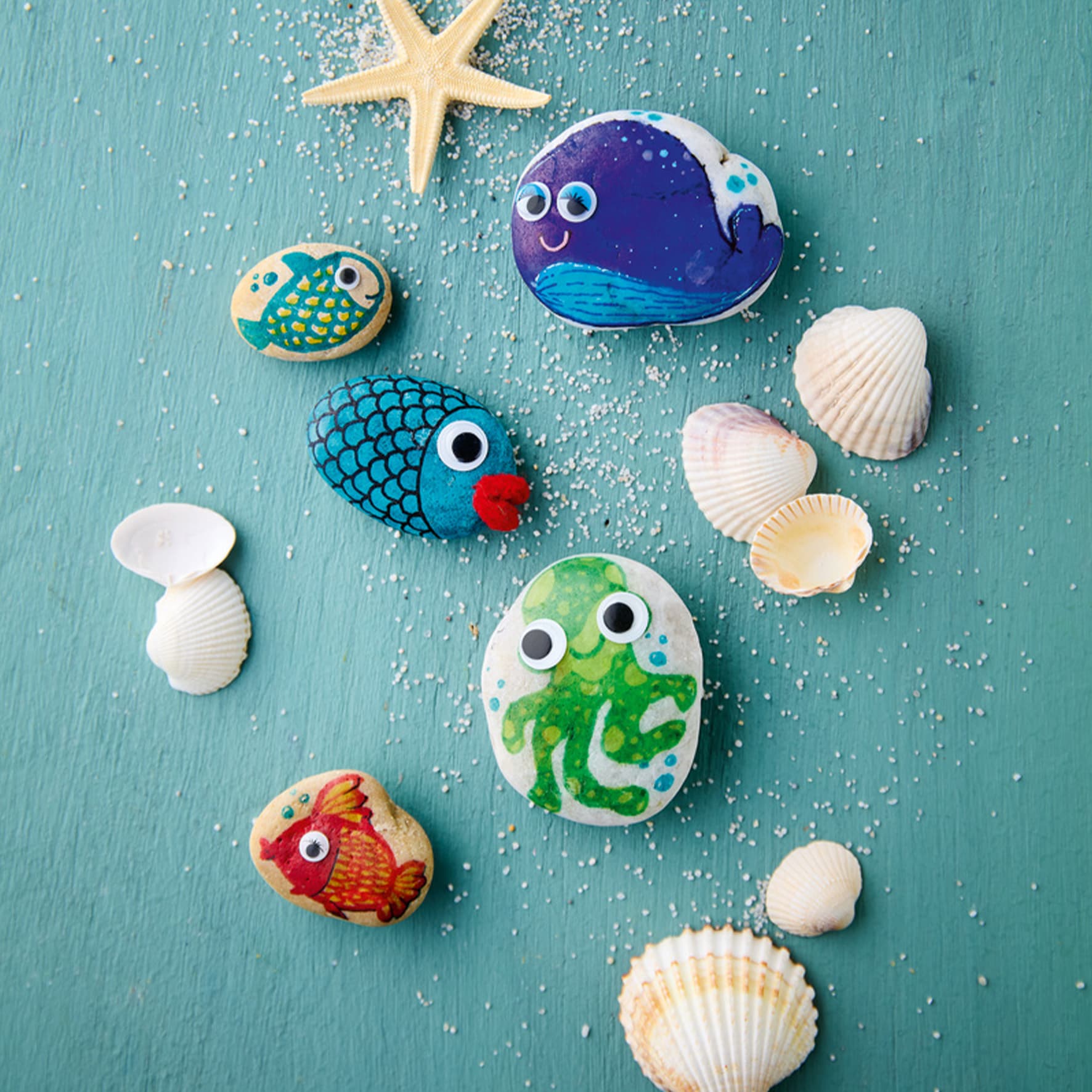 Produktbild Kreativ-Set: Steine bemalen Kids mit Wackelaugen, Pompons, Anleitungsbuch & Material 4 von 6