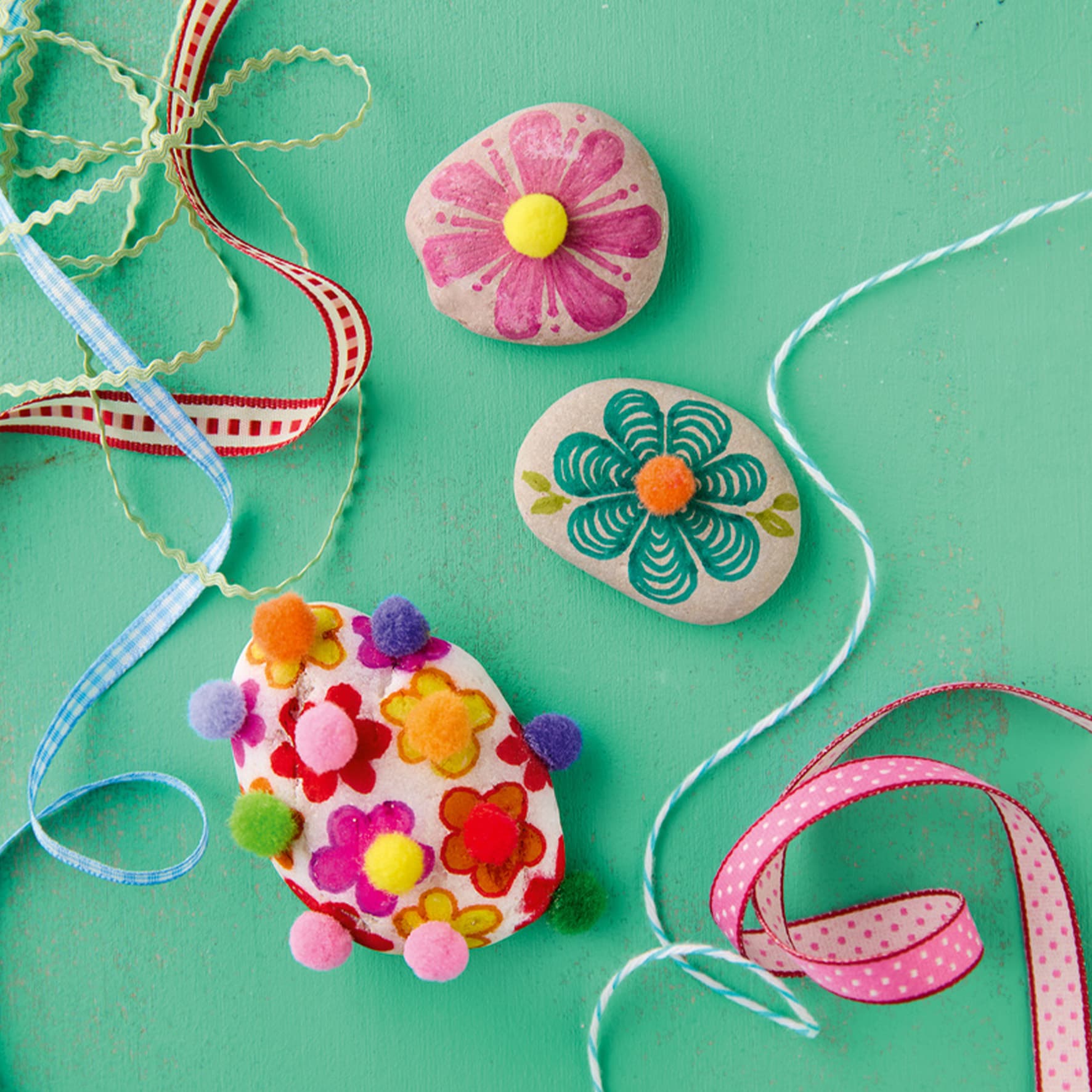 Produktbild Kreativ-Set: Steine bemalen Kids mit Wackelaugen, Pompons, Anleitungsbuch & Material 2 von 6