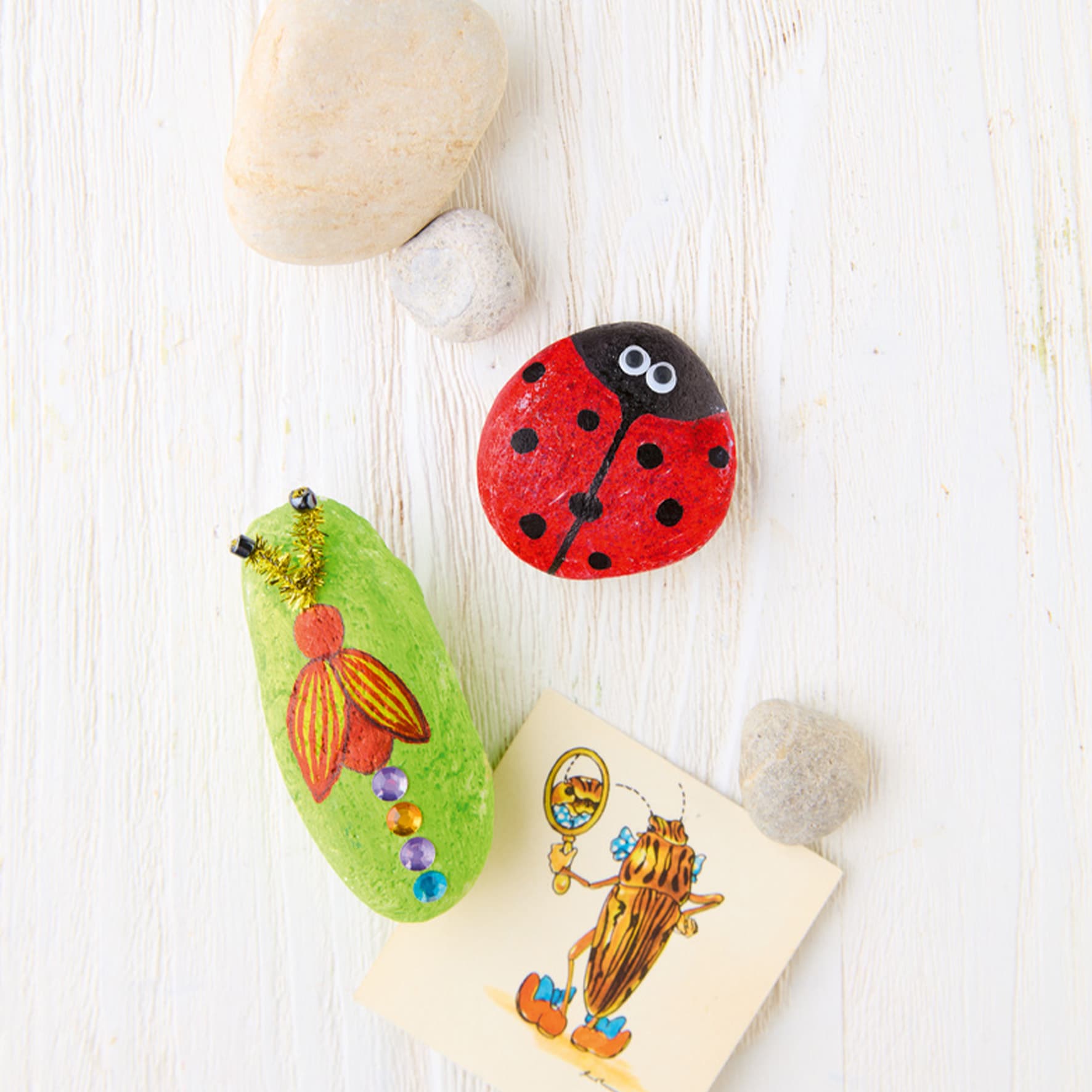 Produktbild Kreativ-Set: Steine bemalen Kids mit Wackelaugen, Pompons, Anleitungsbuch & Material 6 von 6