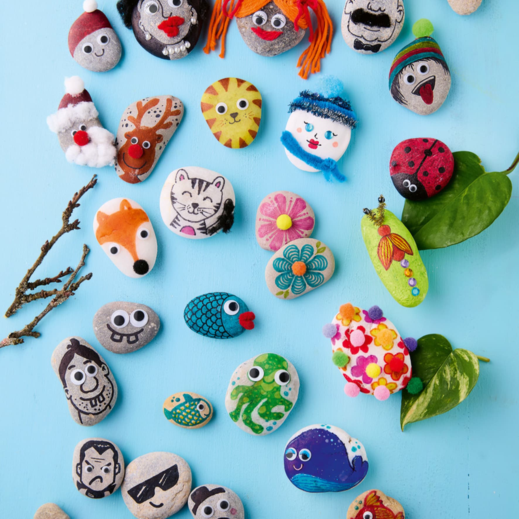 Produktbild Kreativ-Set: Steine bemalen Kids mit Wackelaugen, Pompons, Anleitungsbuch & Material 5 von 6