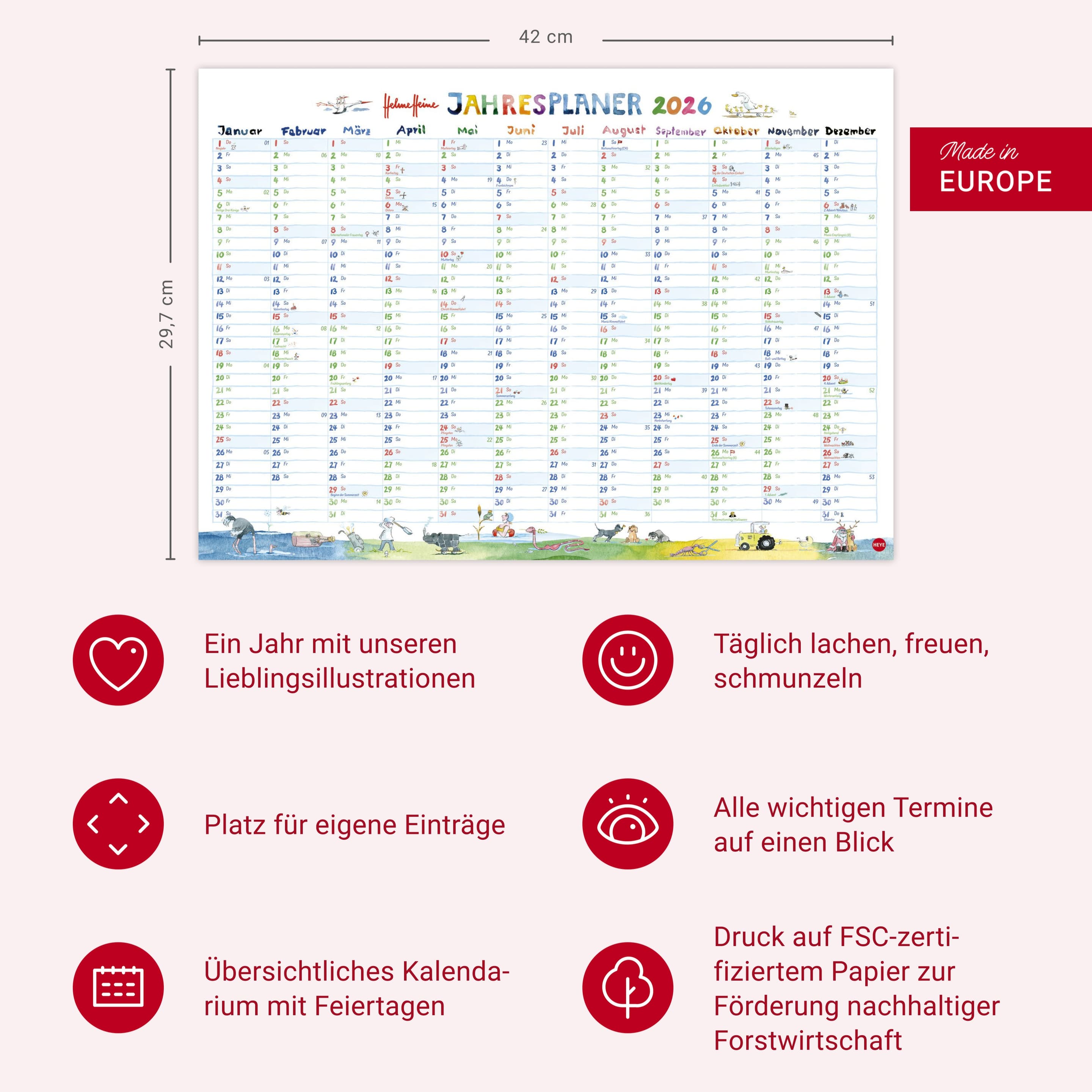 Produktbild Helme Heine Tafelkalender A3 2026 3 von 5