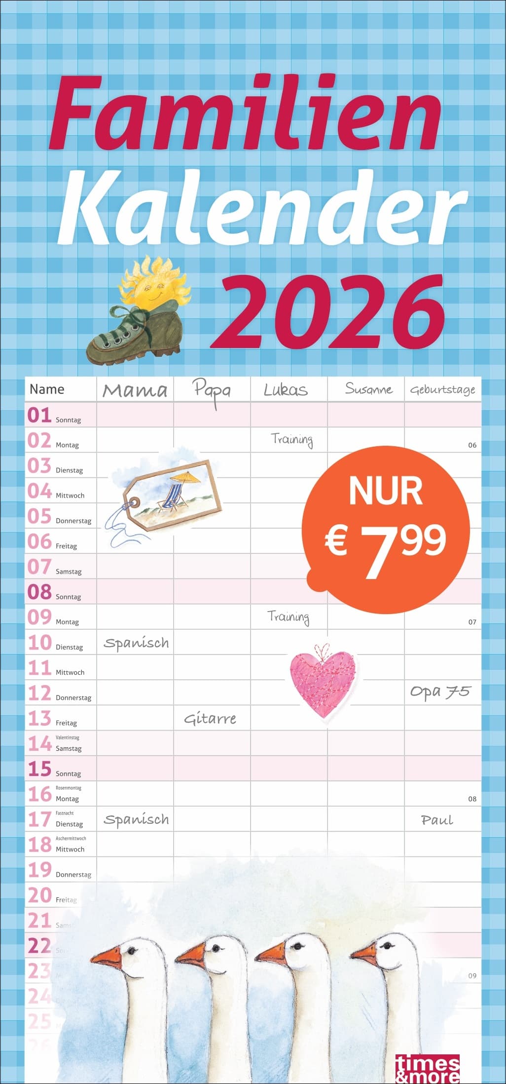 times&more Schaffner Familienplaner 2026