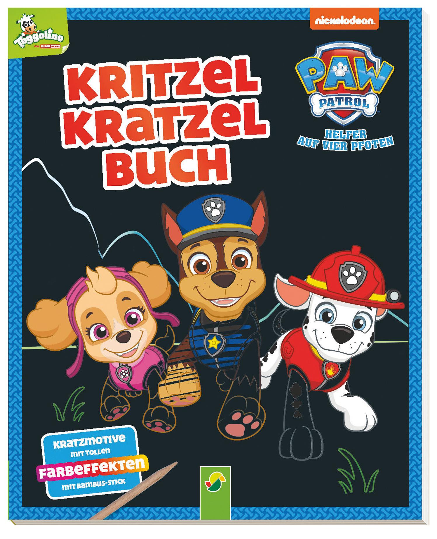 Paw Patrol - Kritzel-Kratzel-Buch - Auskratzmotive mit tollen Farbeffekten. Mit Bambus-Stick