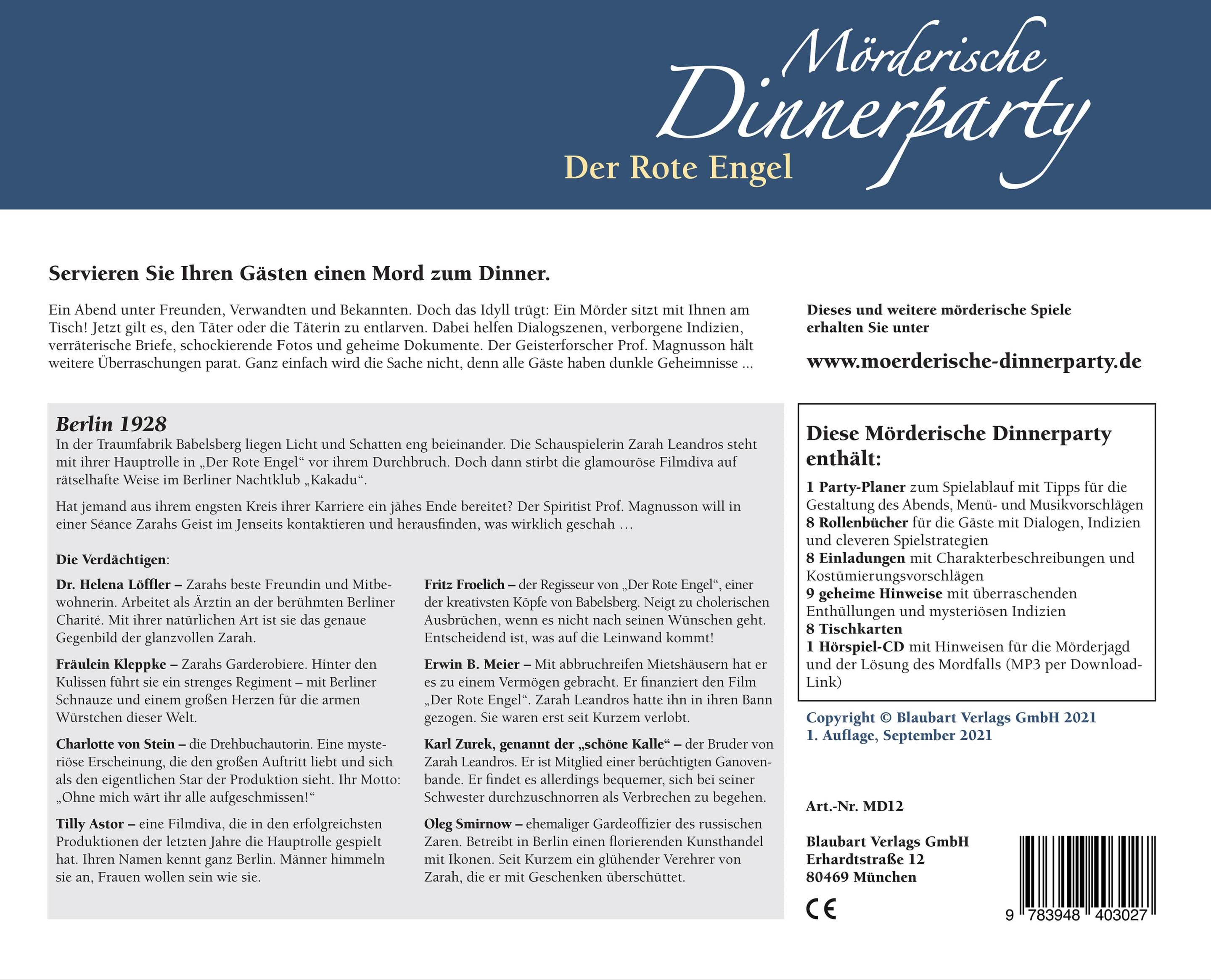 Produktbild Blaubart Verlag - Mörderische Dinnerparty – Der Rote Engel 5 von 5