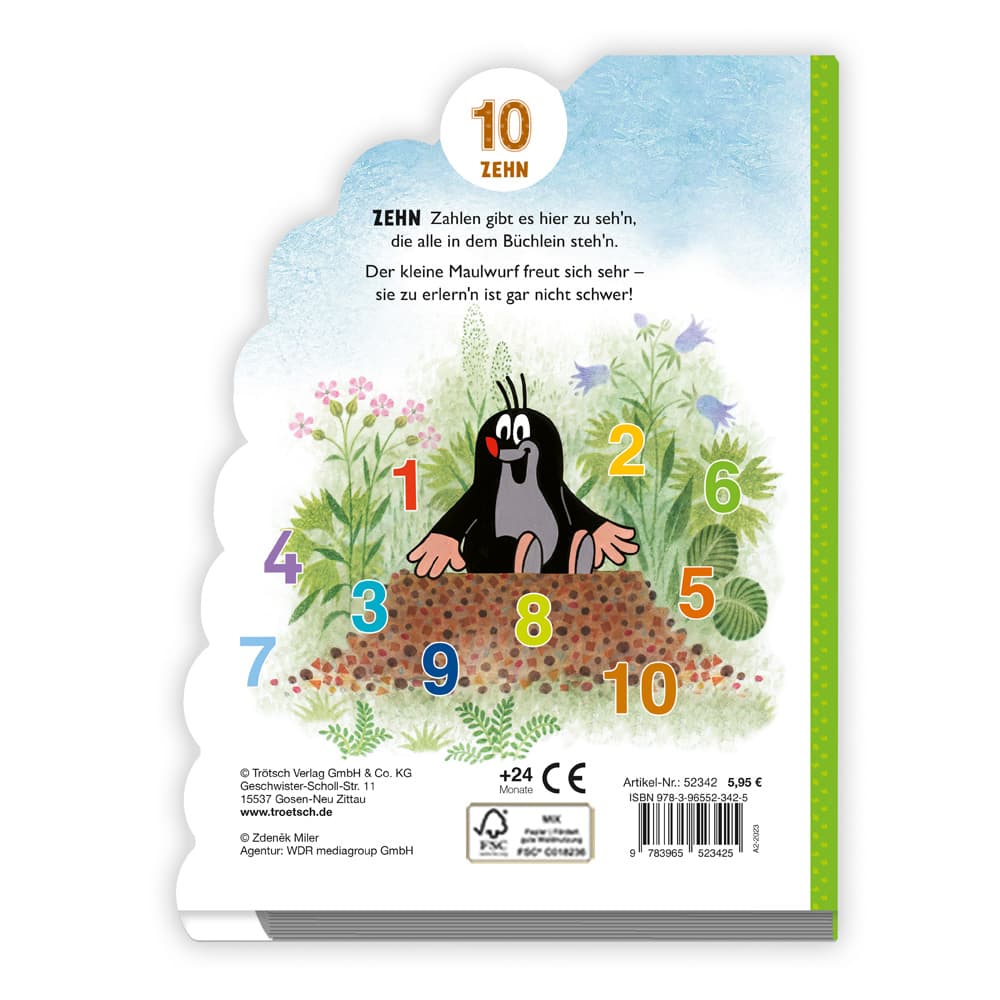 Produktbild Trötsch Der kleine Maulwurf Pappbilderbuch mit Register Meine allerersten Zahlen 4 von 4