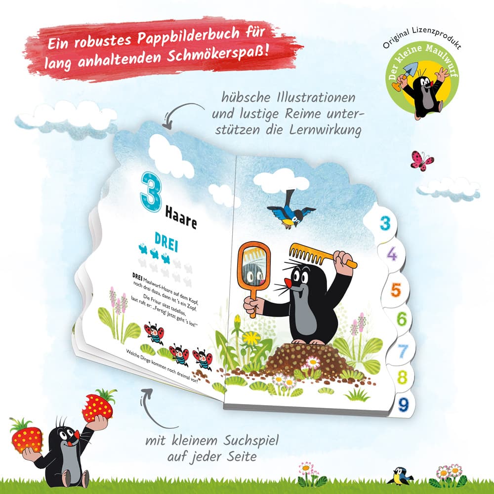 Produktbild Trötsch Der kleine Maulwurf Pappbilderbuch mit Register Meine allerersten Zahlen 3 von 4