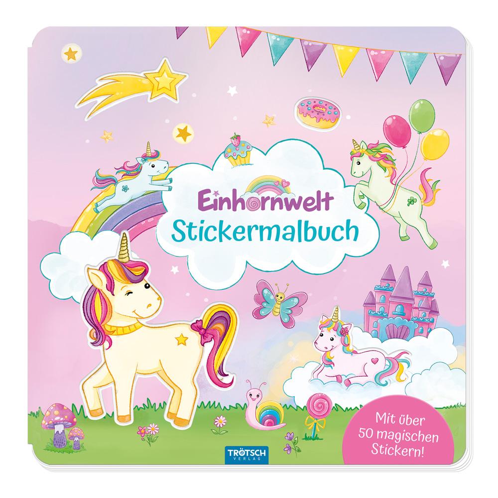 Trötsch Malbuch Stickermalbuch Einhornwelt - Malbuch Beschäftigungsbuch Ausmalbuch Stickerbuch