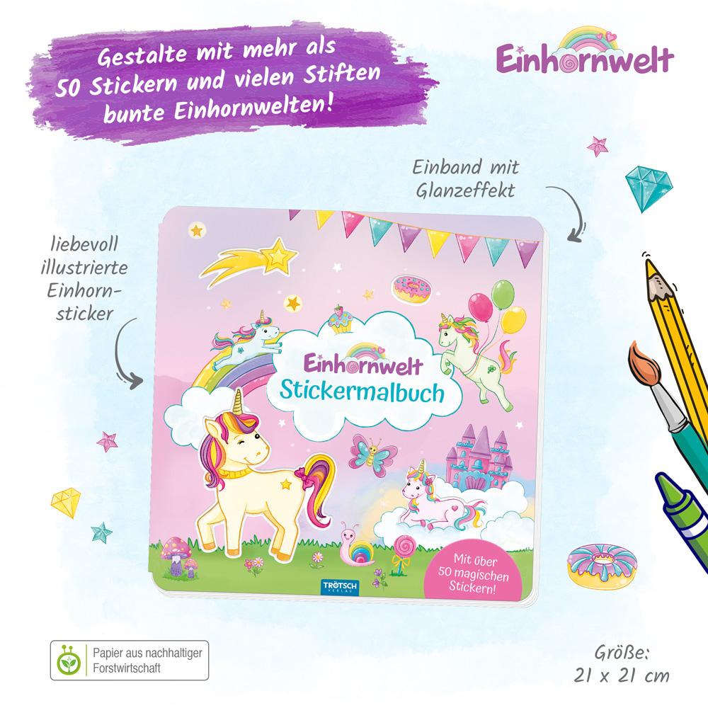 Produktbild Trötsch Malbuch Stickermalbuch Einhornwelt - Malbuch Beschäftigungsbuch Ausmalbuch Stickerbuch 2 von 2