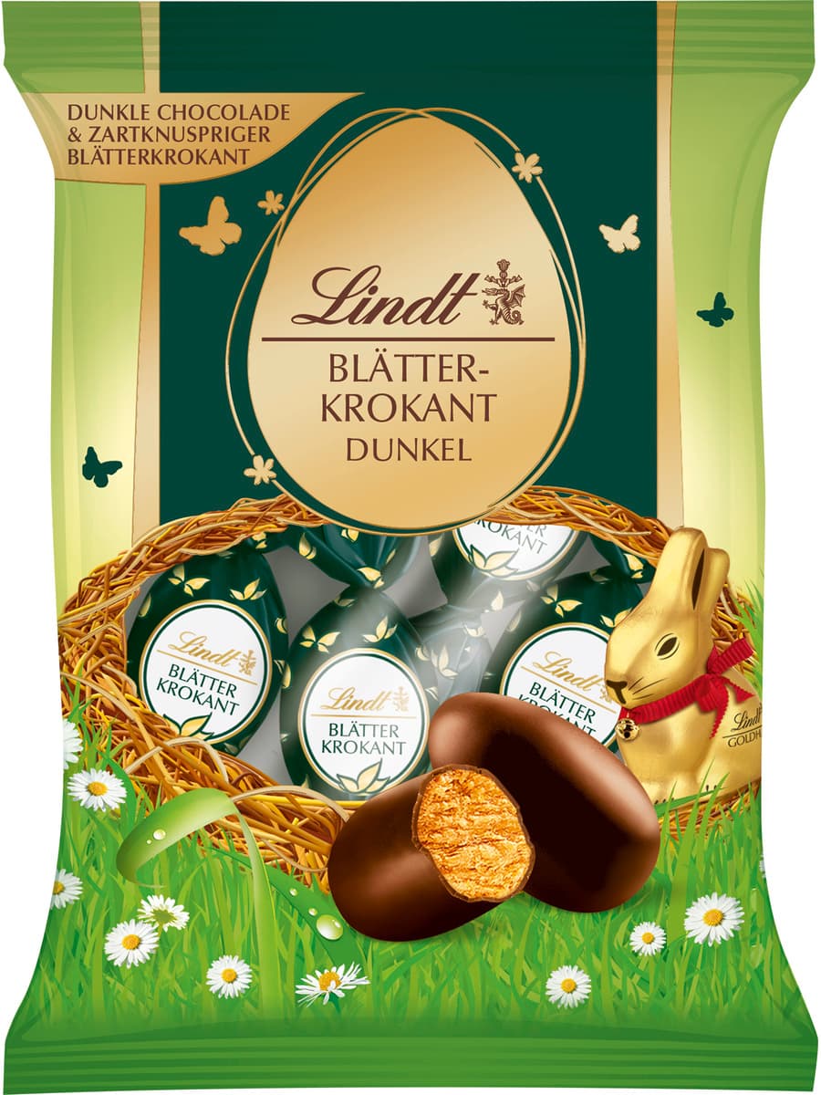 Lindt Blätterkrokant Ei Dunkel