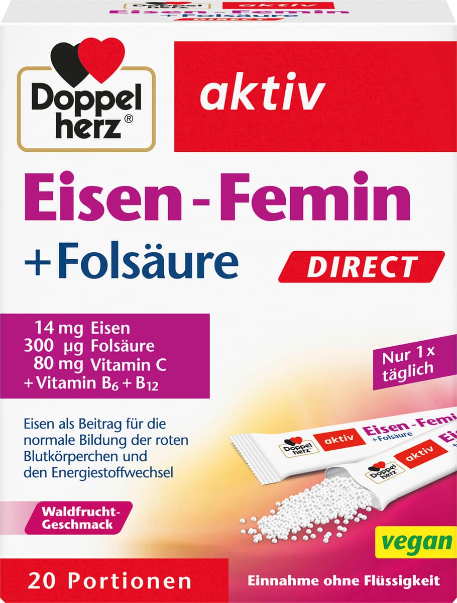 Doppelherz Eisen-Femin + Folsäure Direct 20 Portionen