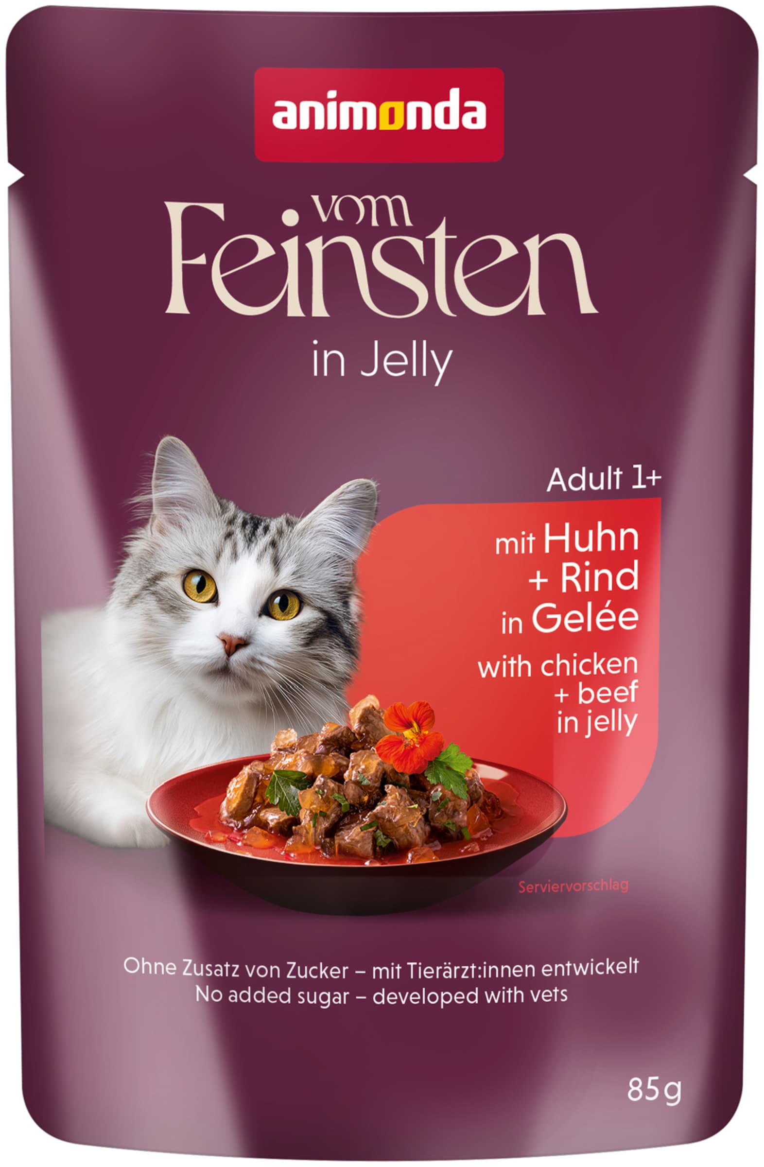 ANIMONDA Katzennassfutter Vom Feinsten Raffinesse in Gelee Adult Huhn mit Rind