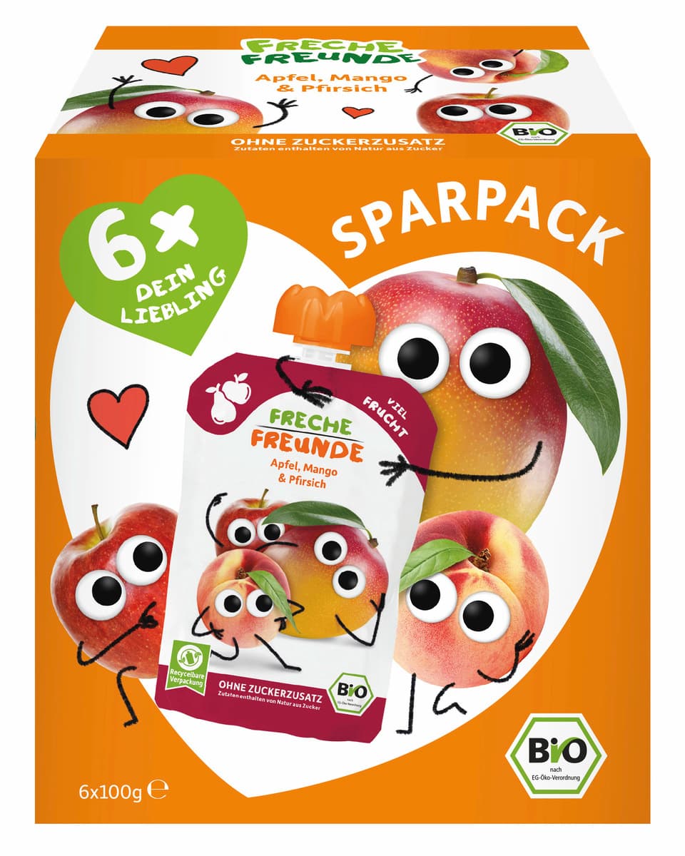 Freche Freunde Bio Quetschie Apfel, Mango & Pfirsich Sparpack
