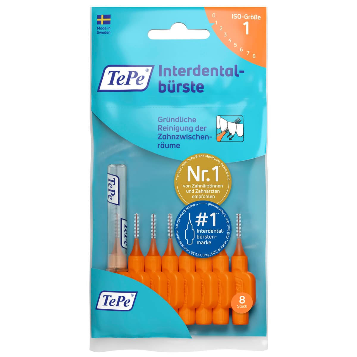 TePe® Interdentalbürste Orange, ISO-Größe 1, 0,45 mm, 8 Stk.