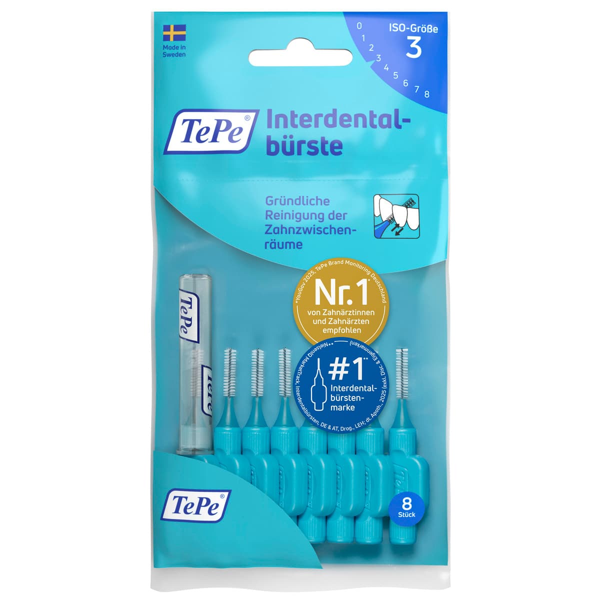TePe® Interdentalbürste Blau, ISO-Größe 3, 0,6 mm, 8 Stk.