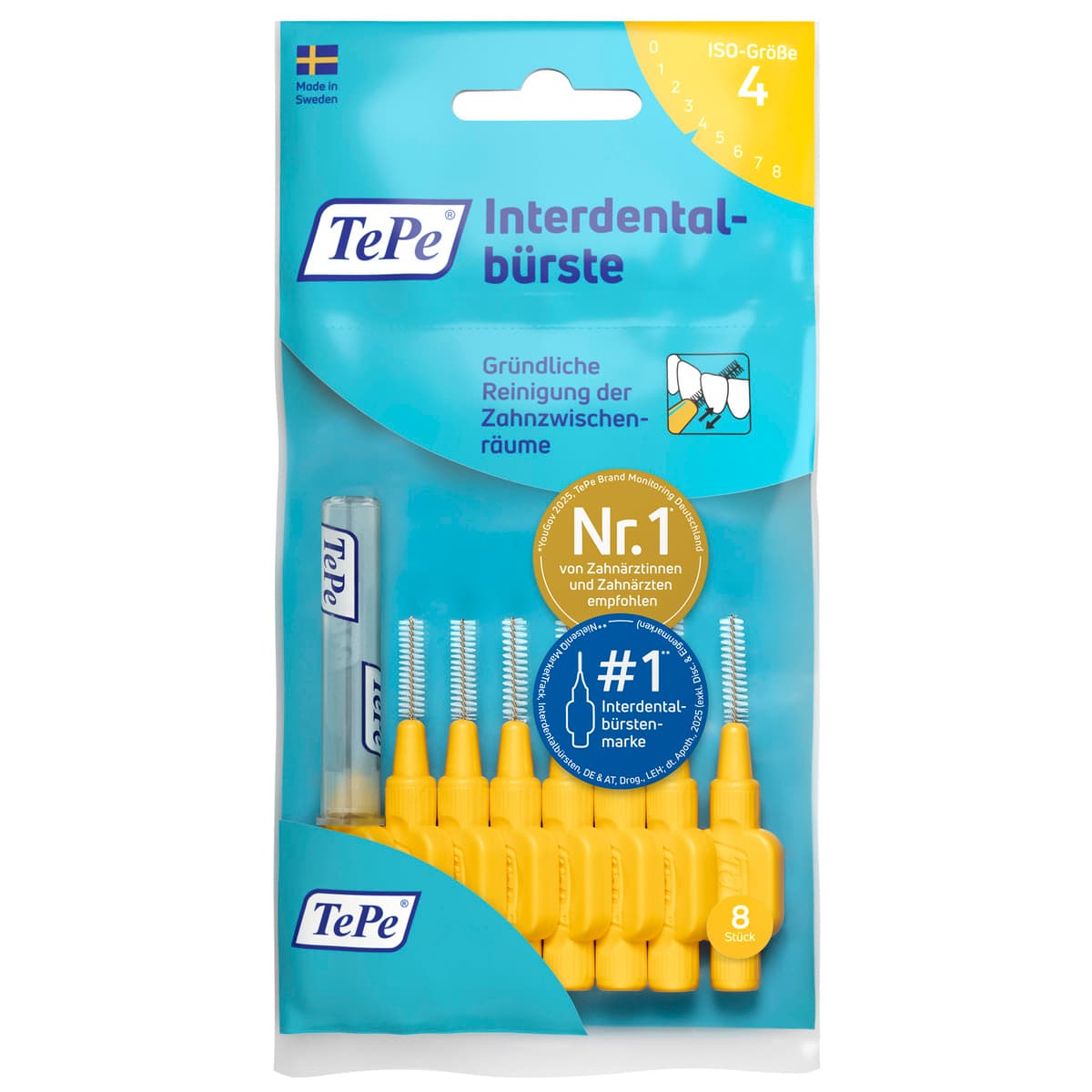 TePe® Interdentalbürste Gelb, ISO-Größe 4, 0,7 mm, 8 Stk.