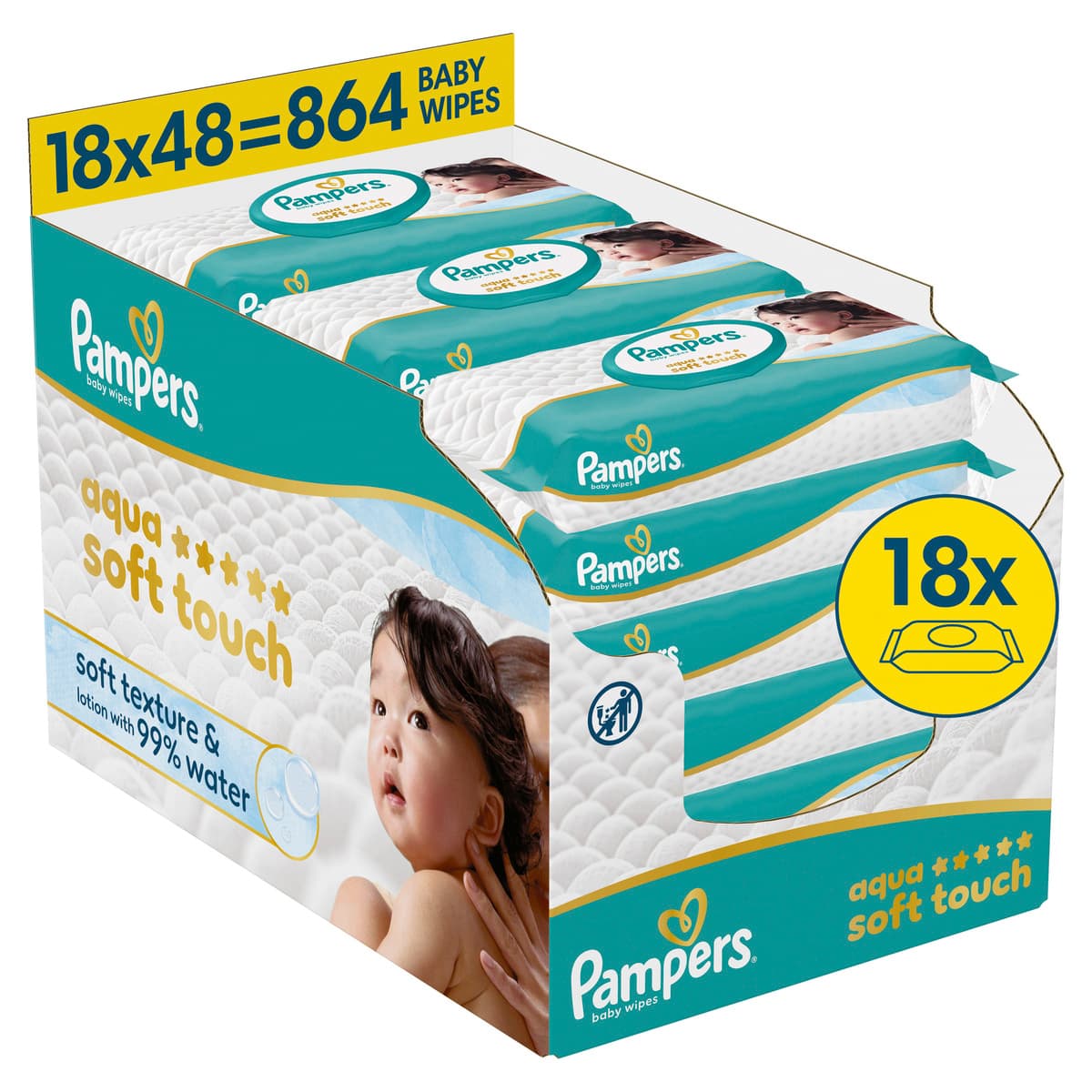 Pampers Feuchte Tücher Aqua Soft Touch 18x48 Stück
