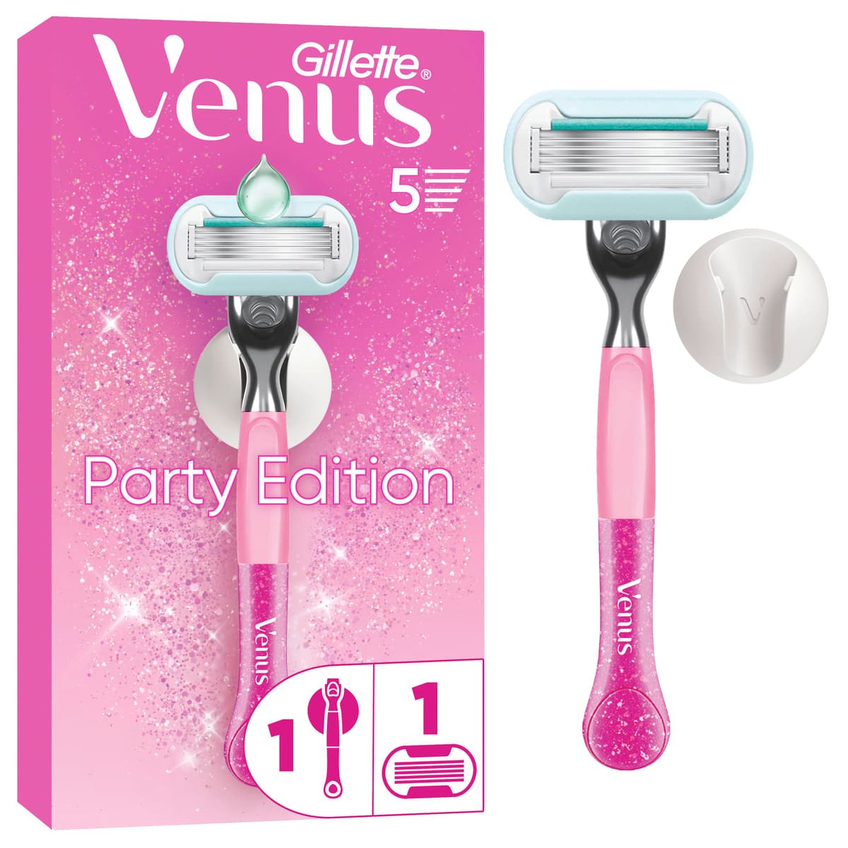 Gillette Venus Rasierapparat Pro Smooth Sensitive Glitter Party Edition