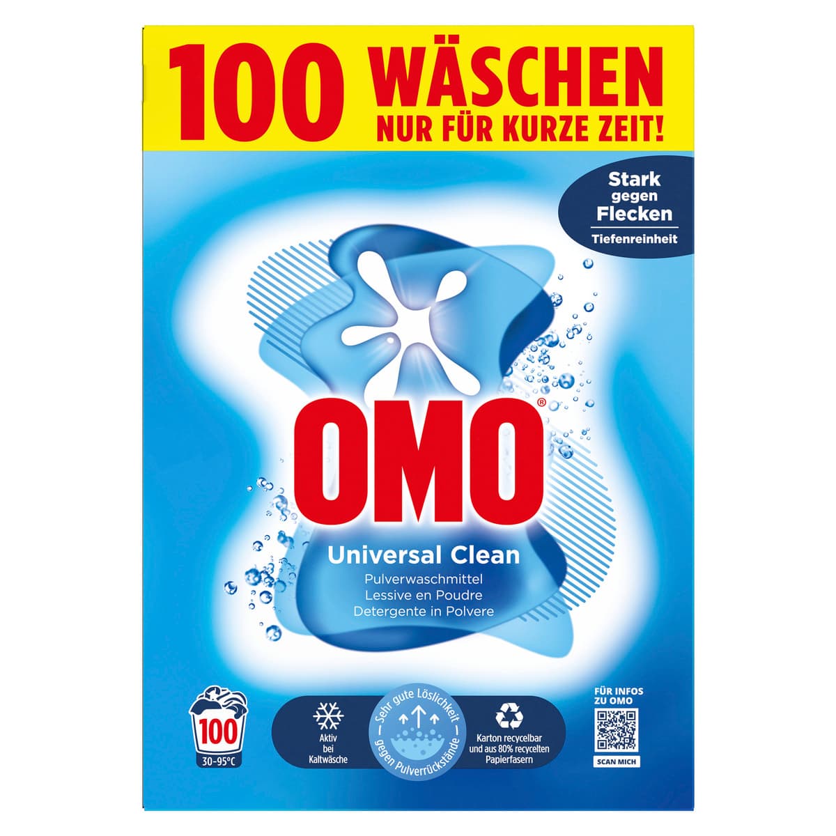 OMO Waschmittel Pulver Universal Clean 100 WL