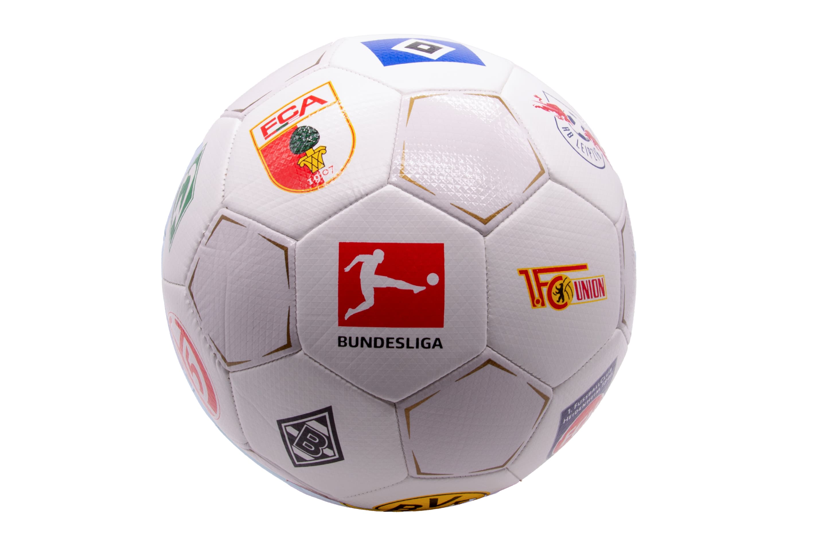 Derbystar Fußball BUNDESLIGA CLUBLOGO PRO, Größe 5 – Trainingsball 2025/26, Hightech‑PU, strapazierfähig