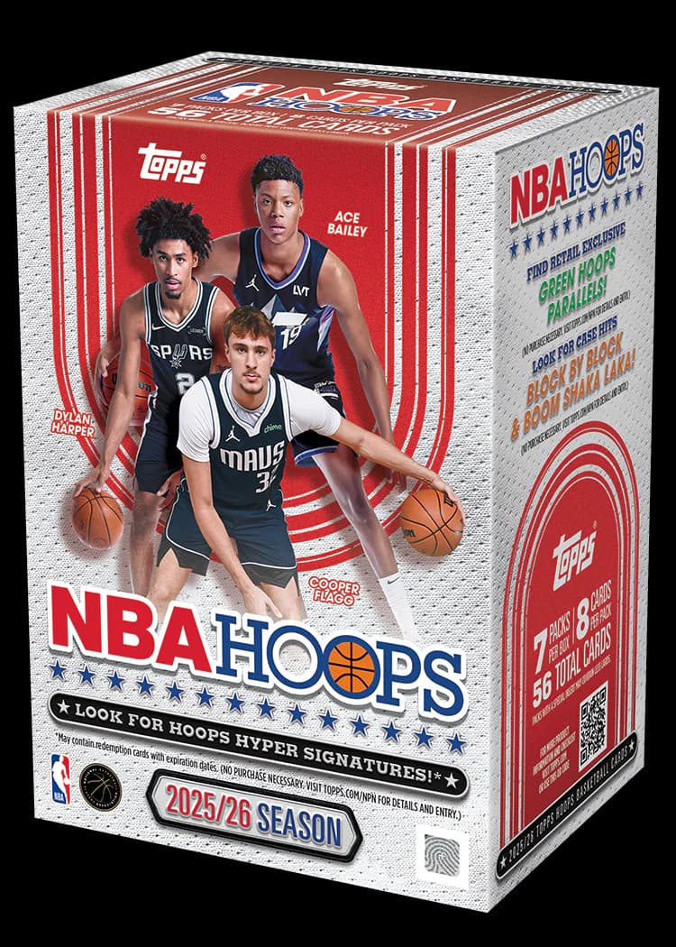 Topps NBA Hoops 2025/26 Value Box – Basketball Sammelkarten Box mit 56 Cards & Chance auf Autogramme