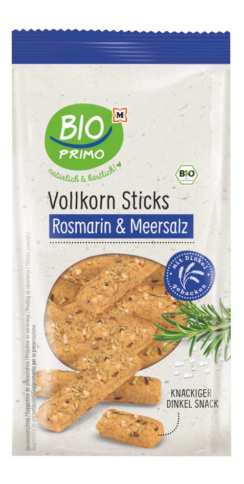 BIO PRIMO Bio Vollkorn Sticks Rosmarin & Meersalz