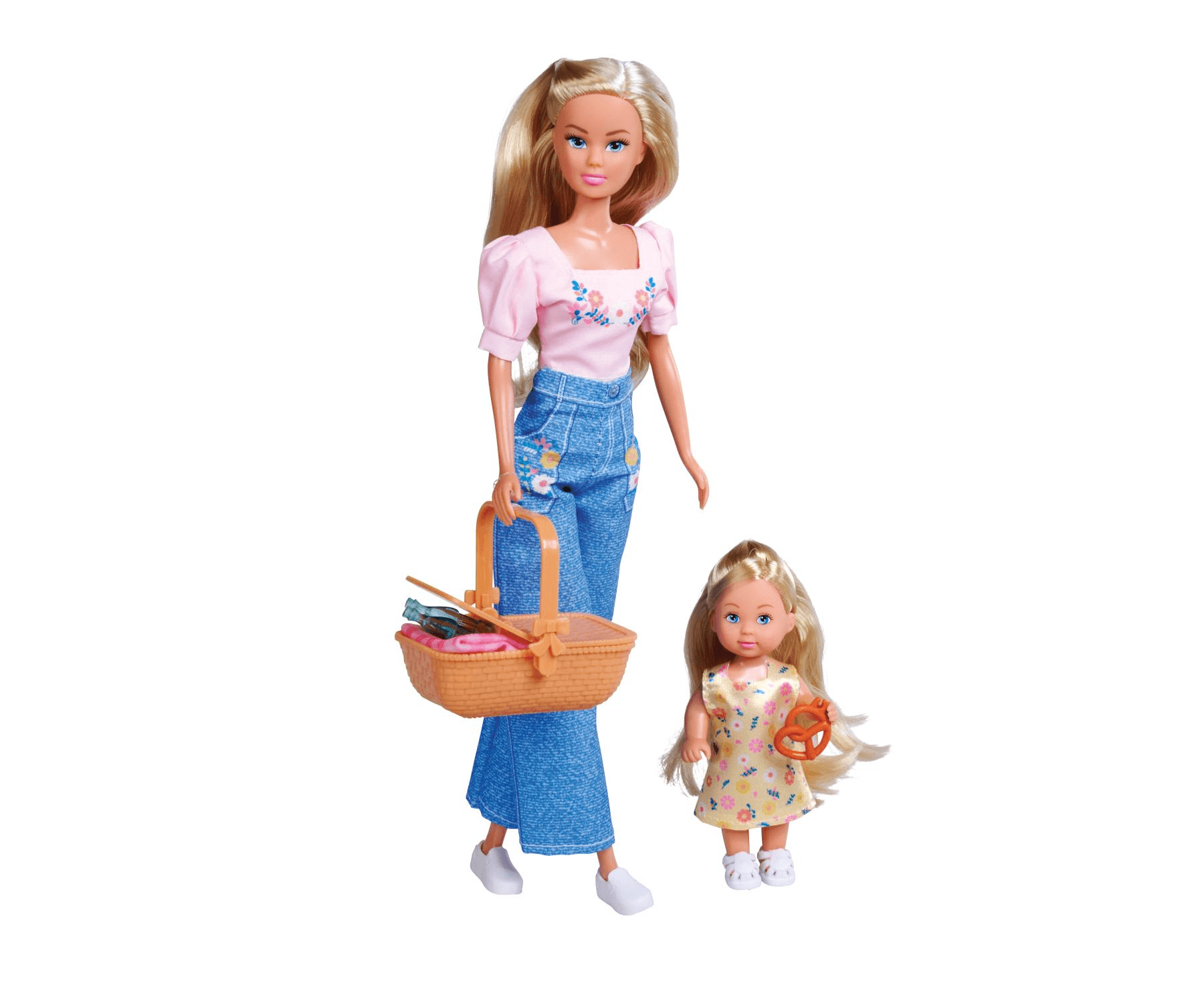 Simba - Steffi Love - Picnic – Puppenset mit Steffi & Evi, Picknick‑Zubehör und Decke für Rollenspiele
