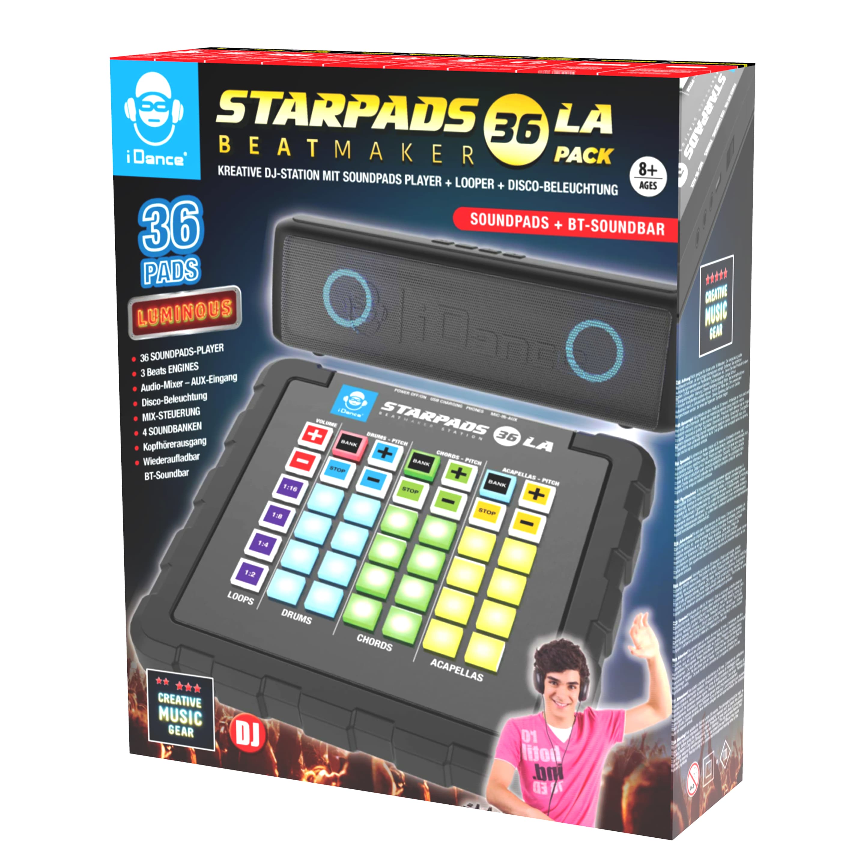 BEAT MAKER MIT SOUNDBAR WIRELESS iDance STARPADS36PACK