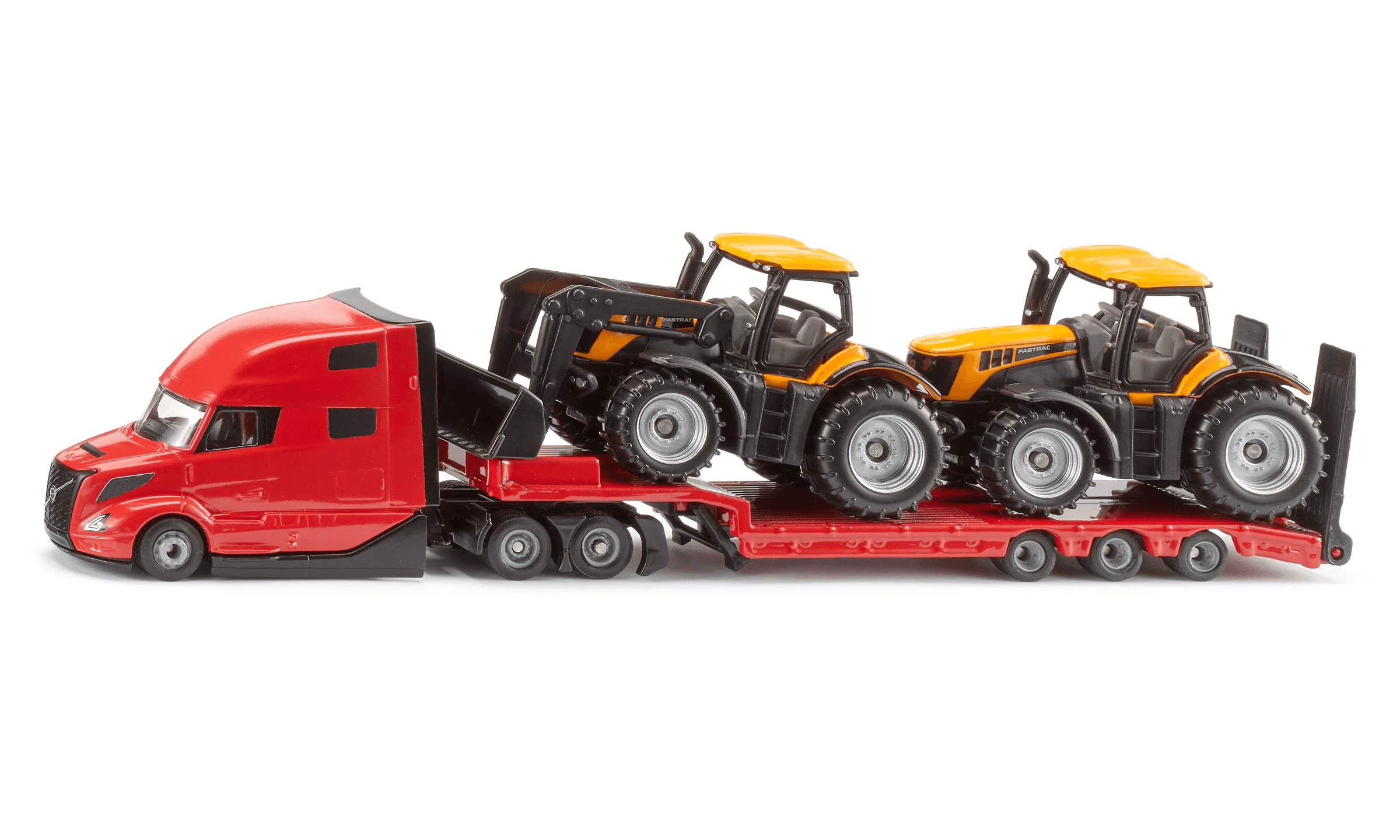 SIKU 1785 Volvo VNL 860 Lkw mit Tieflader und 2 JCB Traktoren, Maßstab 1:87, ab 3 Jahren