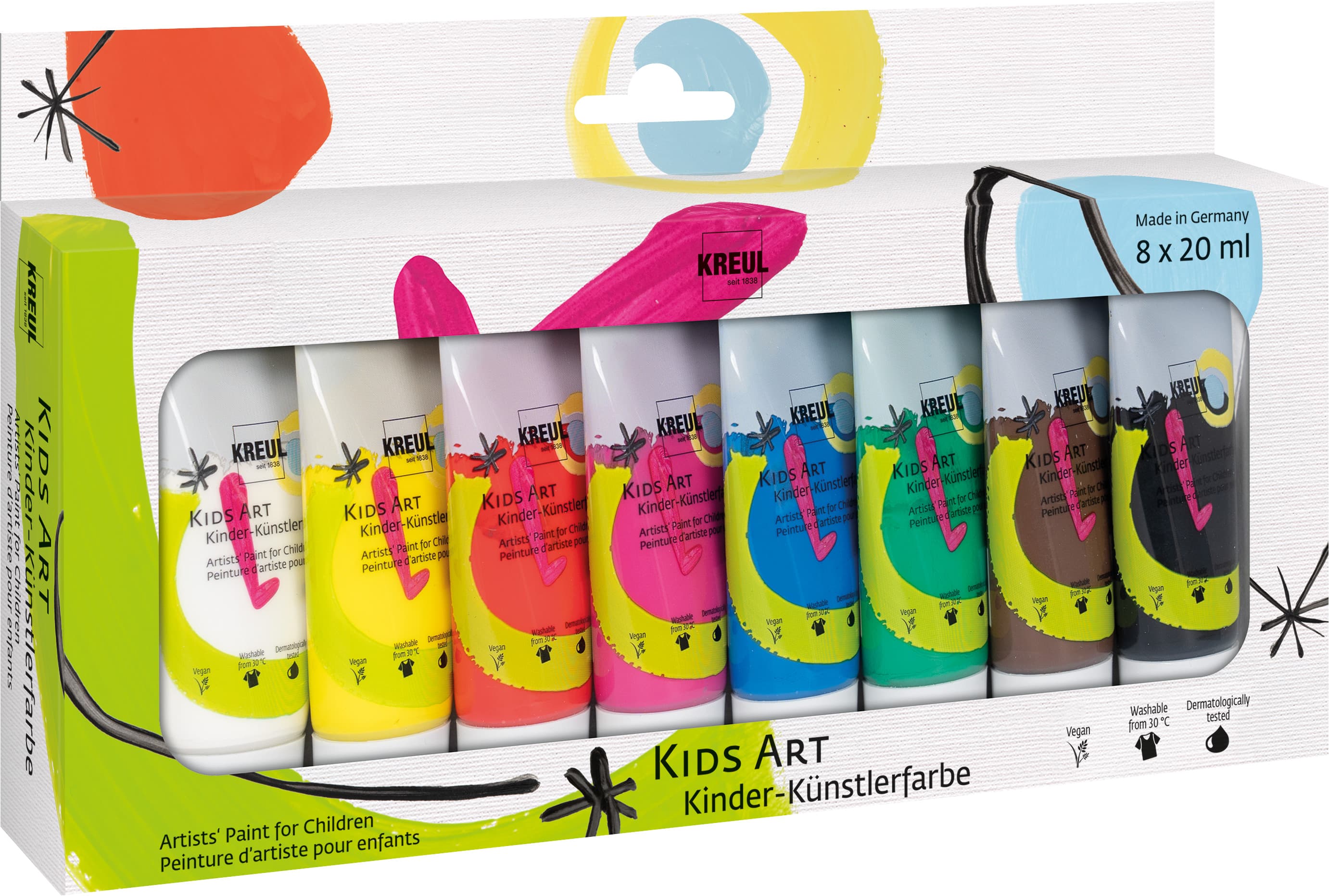 KREUL Kids Art Kinder-Künstlerfarbe 20 ml Tuben 8er Set