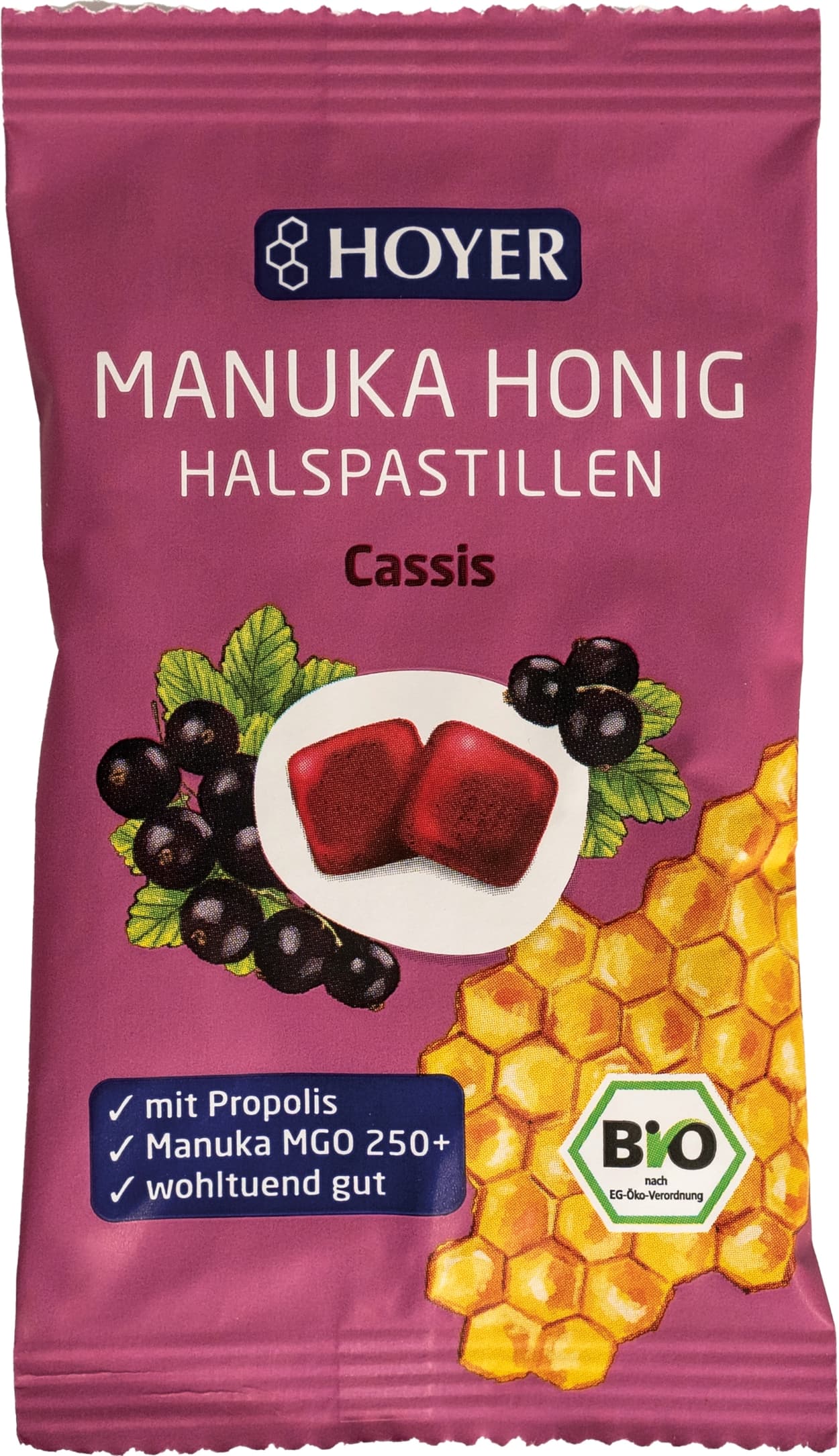 HOYER Bio Halspastillen Manukahonig Cassis